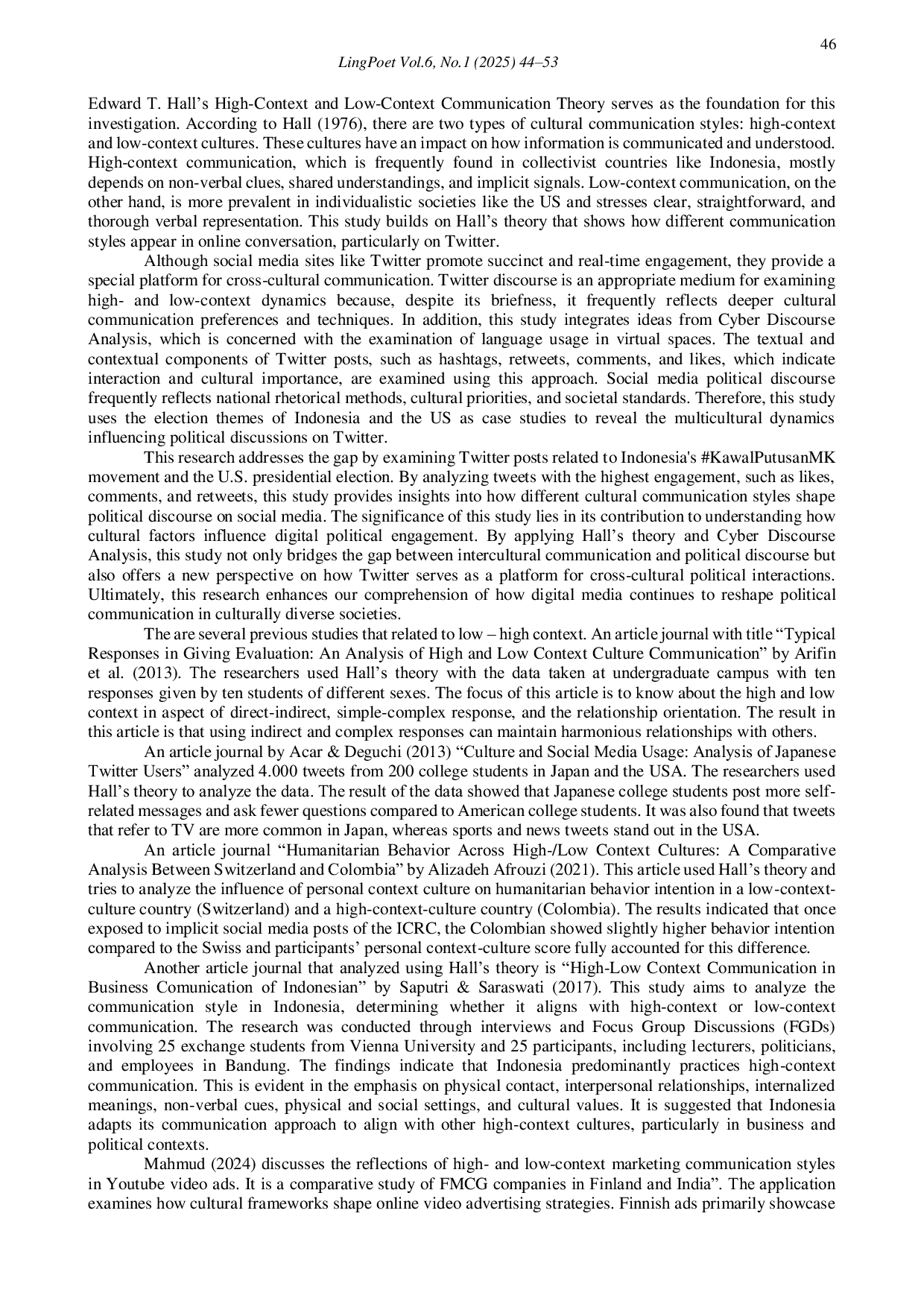 JURIS Intercultural Communication of Political Issues on Twitter Platform Cyber Discourse Analysis