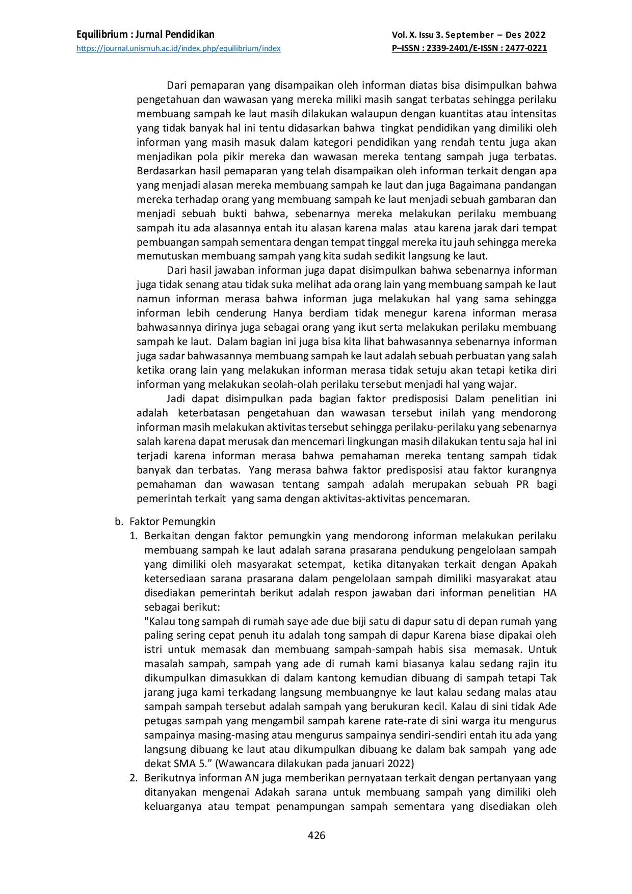 JURIS Faktor Pendorong Perilaku Membuang Sampah Ke Laut Pada Masyarakat Perumahan Pelantar