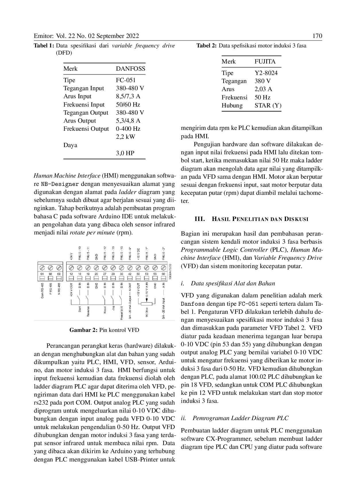 JURIS Pengendali dan Monitoring Kecepatan Putar Motor Induksi 3 Fasa Berbasis Programmable Logic Controller dan Expansion dengan Human Machine Interface