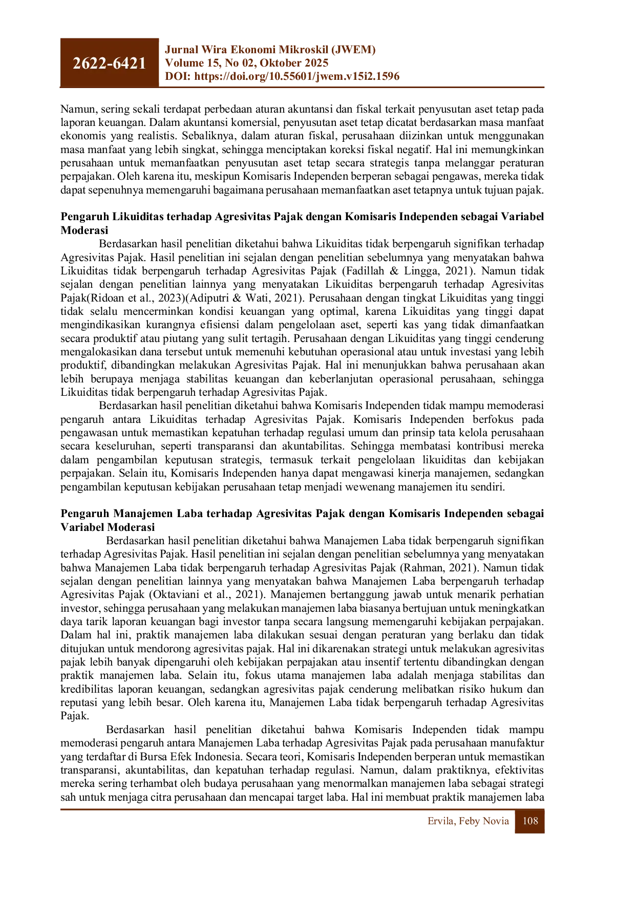JURIS Analisis Faktor Faktor yang Mempengaruhi Agresivitas Pajak Dengan Komisaris Independen Sebagai Variabel Moderasi