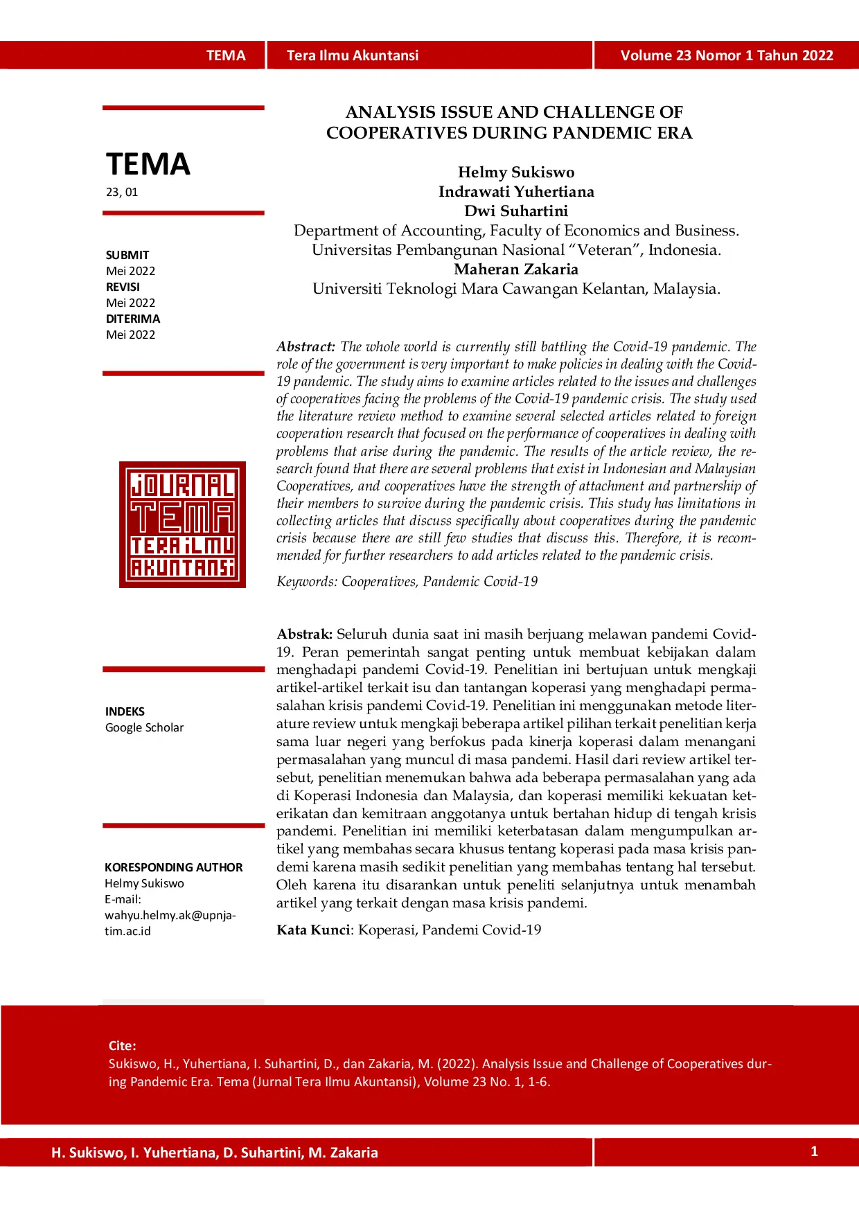 JURIS Analysis Issue and Challenge of Cooperatives During Pandemic Era