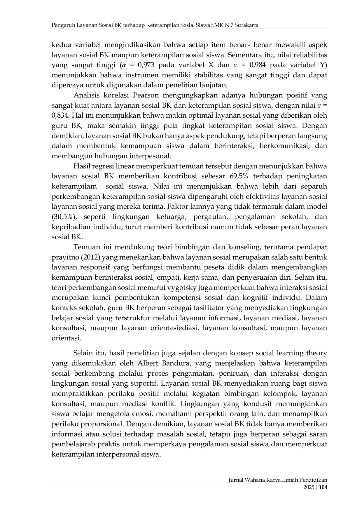 JURIS Pengaruh Layanan Sosial BK terhadap Keterampilan Siswa SMK N 7 Surakarta