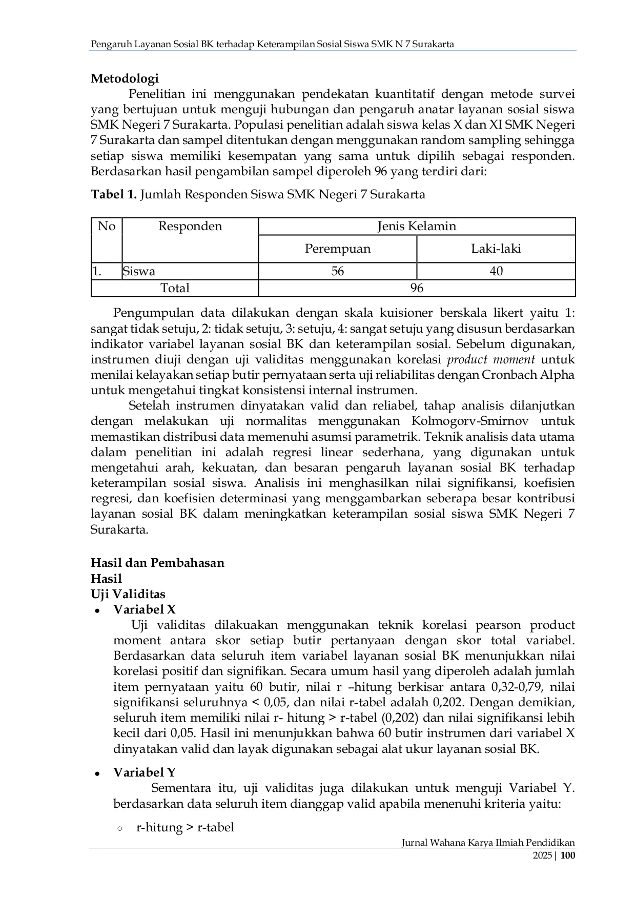 JURIS Pengaruh Layanan Sosial BK terhadap Keterampilan Siswa SMK N 7 Surakarta