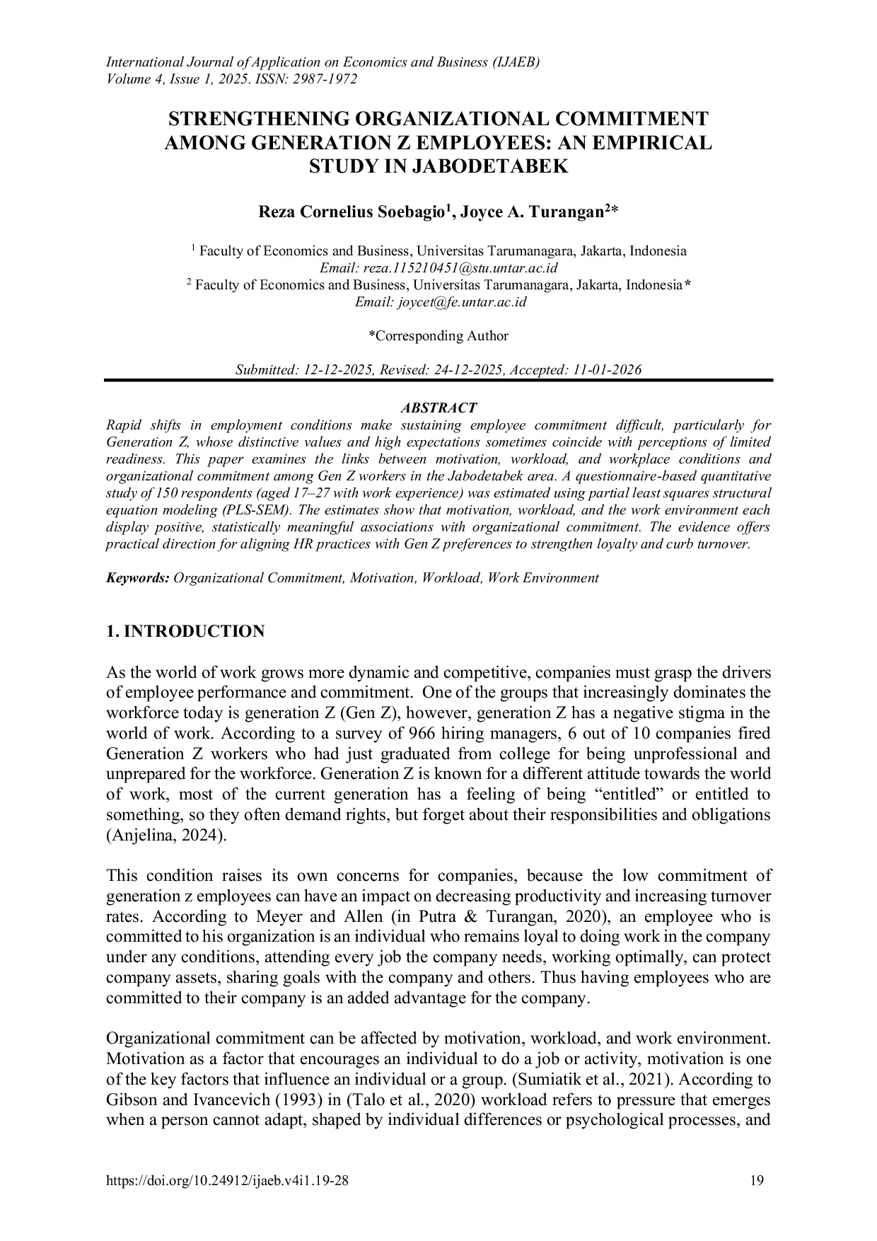 JURIS Strengthening Organizational Commitment Among Generation Z Employees An Empirical Study in Jabodetabek
