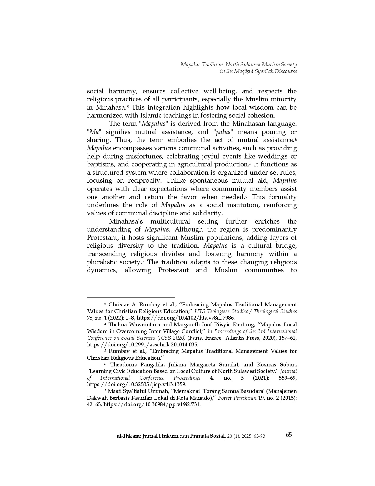 juris Mapalus Tradition North Sulawesi Muslim Society in the Maqashid Syariah Discourse