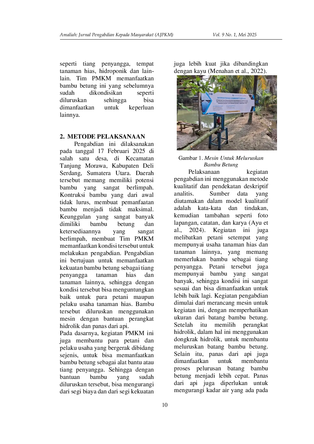 JURIS Optimizing The Utilization of Betung Bamboo by Straightening and Preservation Techniques in Bangunsari Village Tanjung Morawa District Deli Serdang Regency Sumatera Utara