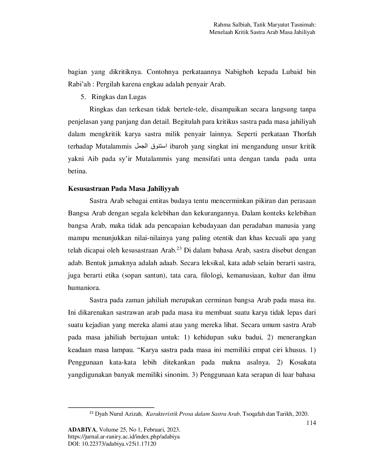 JURIS Menelaah Kritik Sastra Arab Masa Jahiliyah