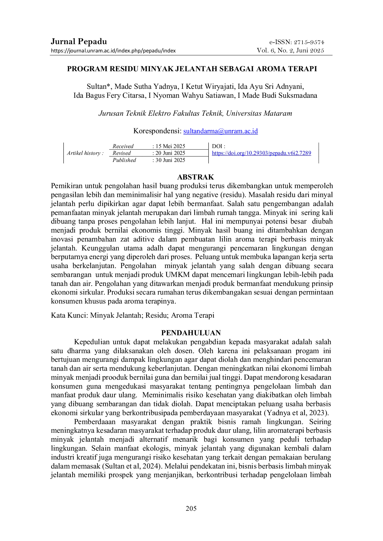 JURIS PROGRAM RESIDU MINYAK JELANTAH SEBAGAI AROMA TERAPI Program Residu Minyak Jelantah Sebagai Aroma Terapi