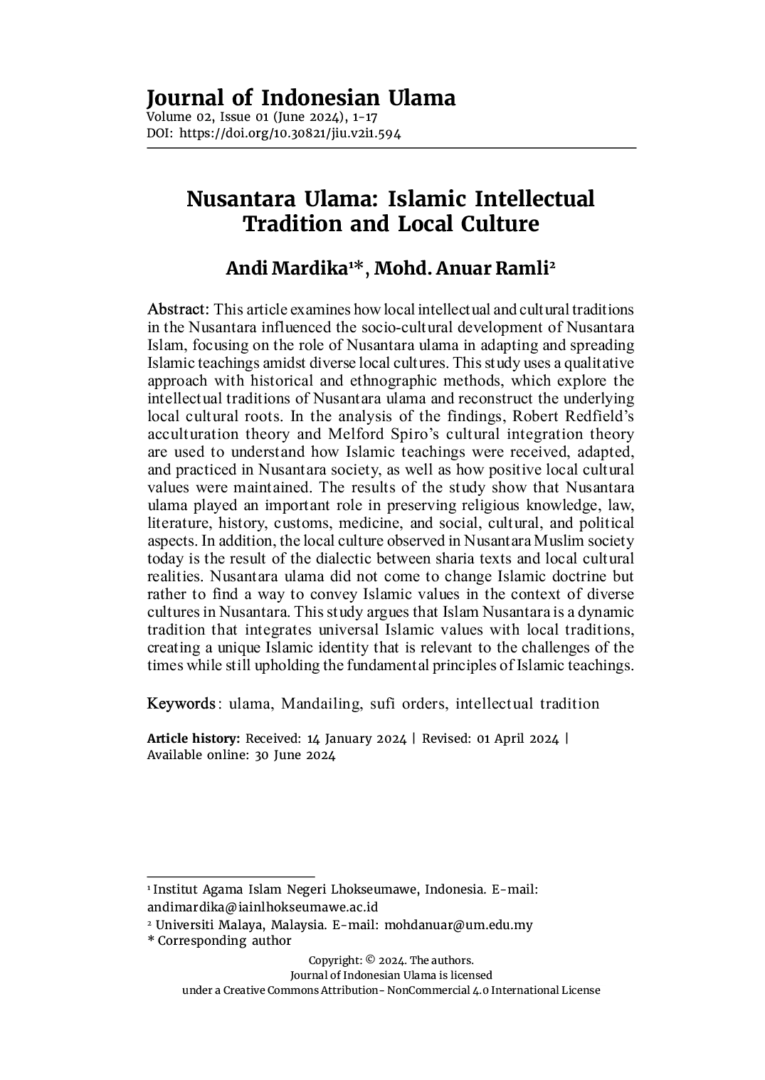 JURIS Nusantara Ulama Islamic Intellectual Tradition and Local Culture