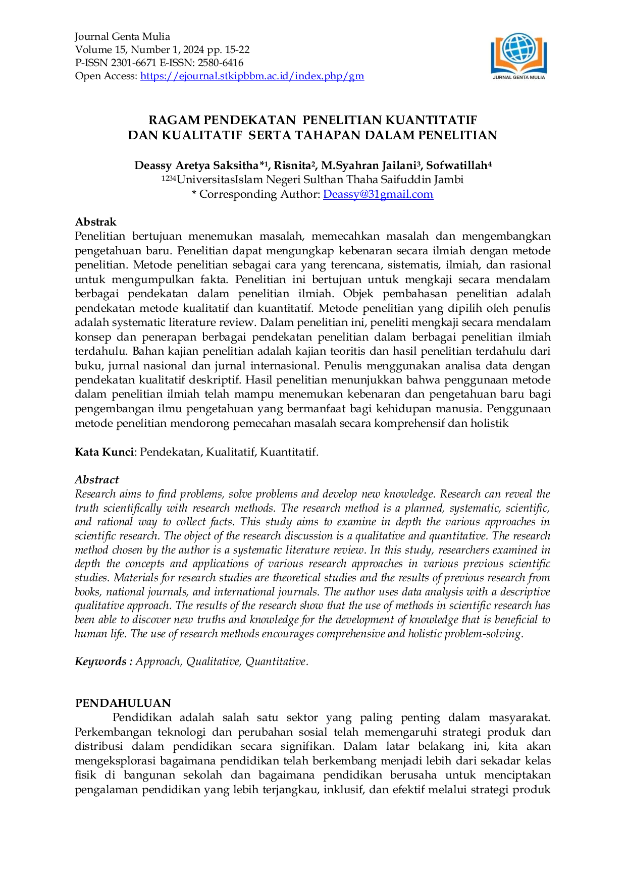 JURIS Ragam Pendekatan Penelitian Kuantitatif Dan Kualitatif Serta Tahapan Dalam Penelitian