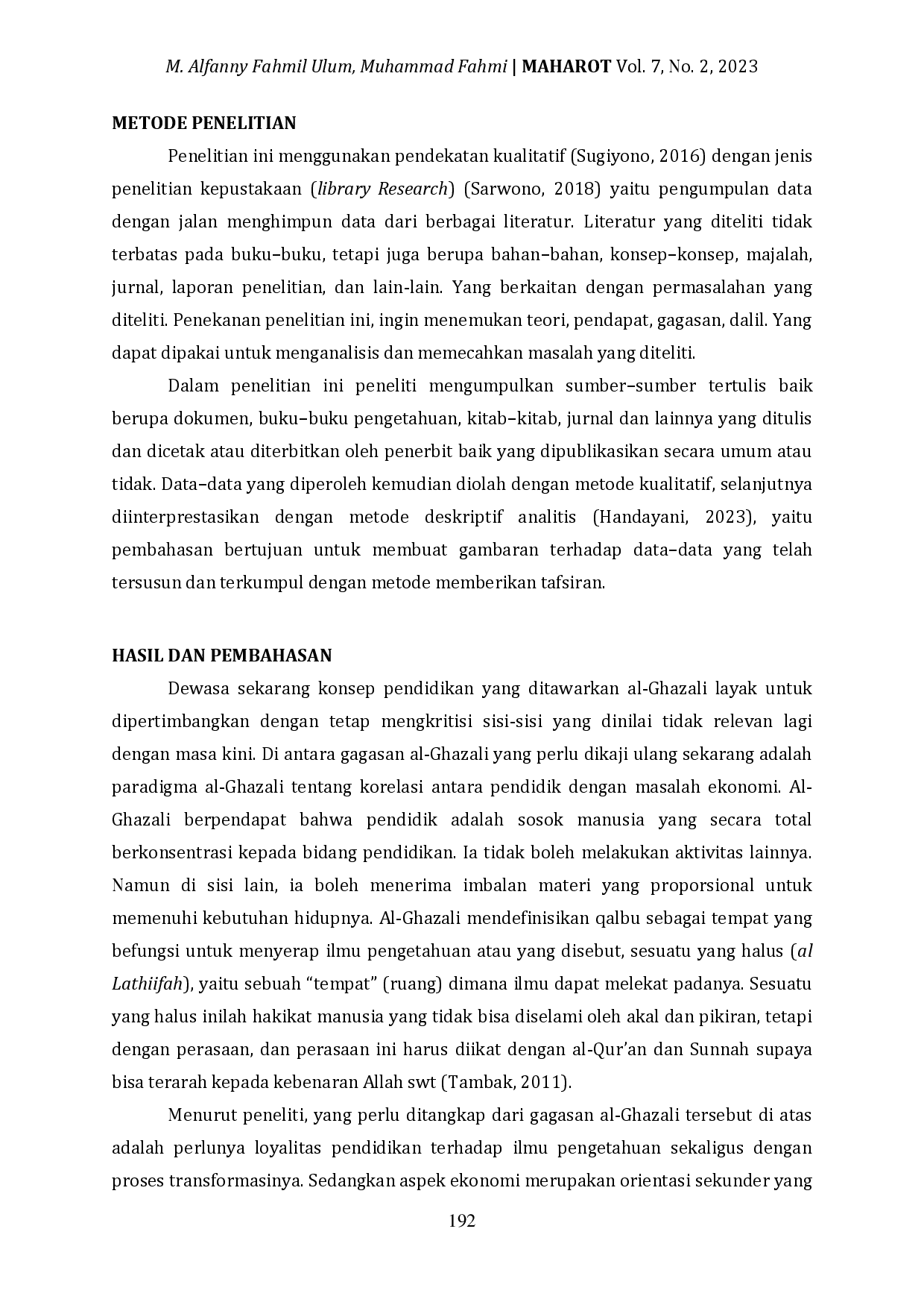 JURIS The Concept of Qalbu Education According to Imam Ghazali