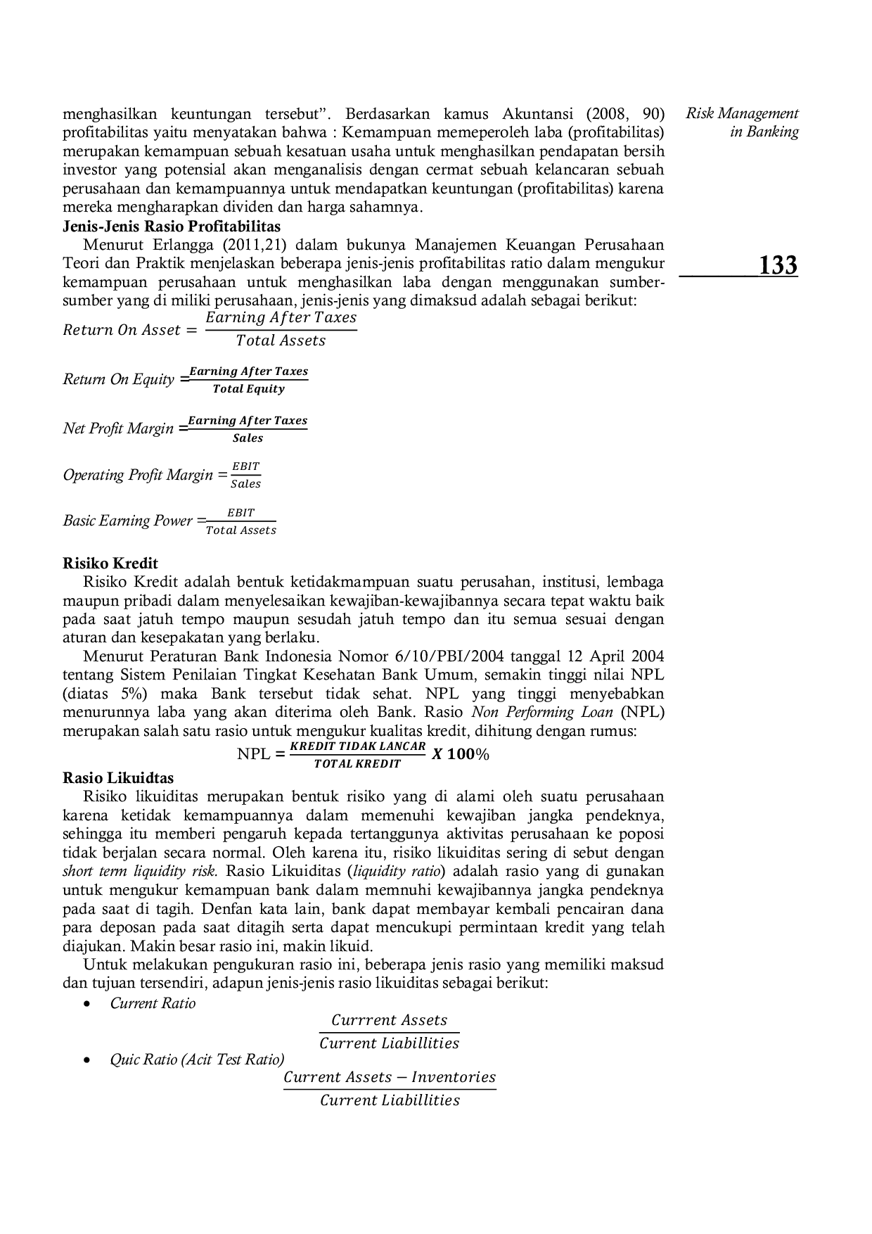 JURIS Pengaruh Risiko Kredit dan Risiko Likuiditas Terhadap Profitabilitas Bank