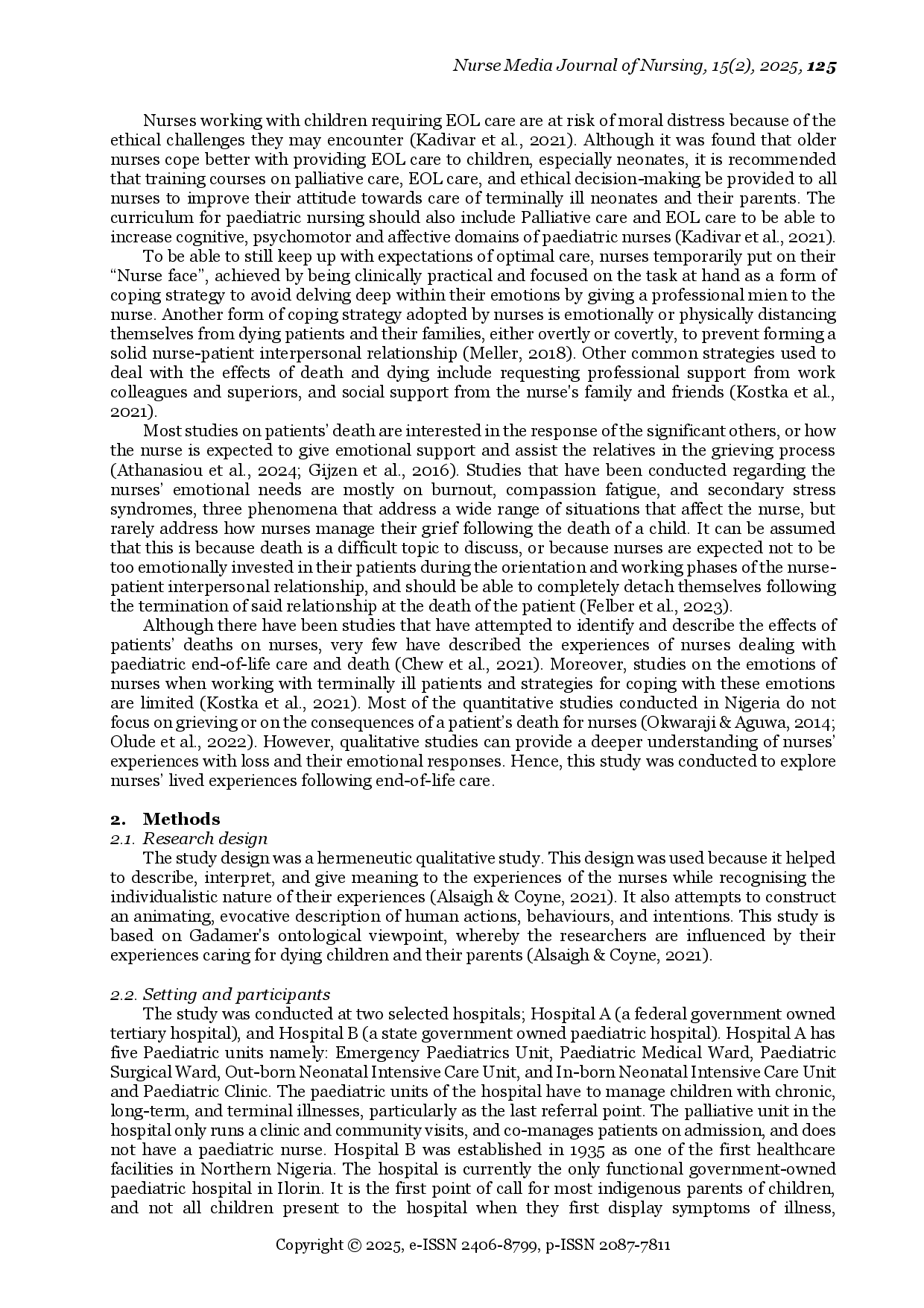 juris Nurses Lived Experiences Following End of Life Care A Hermeneutic Study from a North Central State Nigeria