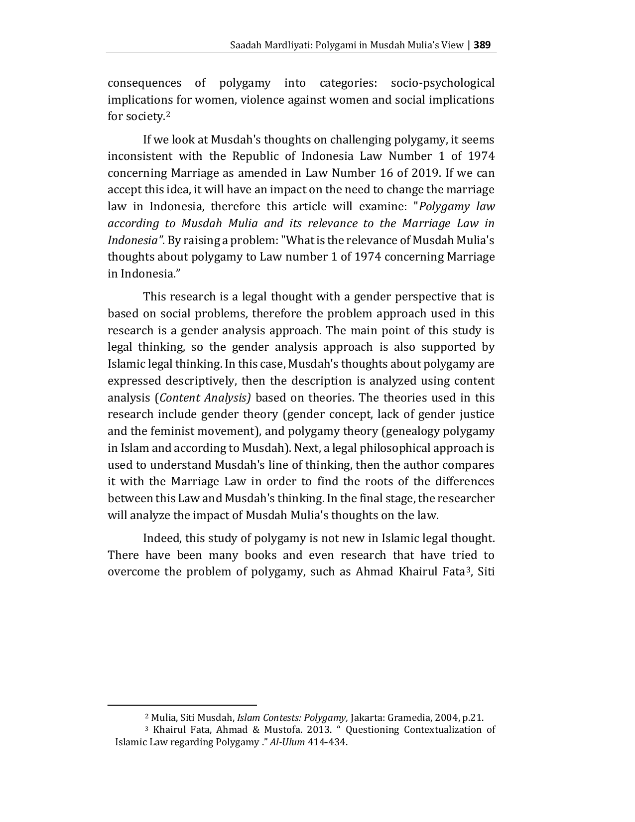 JURIS Polygamy in Musdah Mulia s View and Its Relevance to Marriage Law in Indonesia