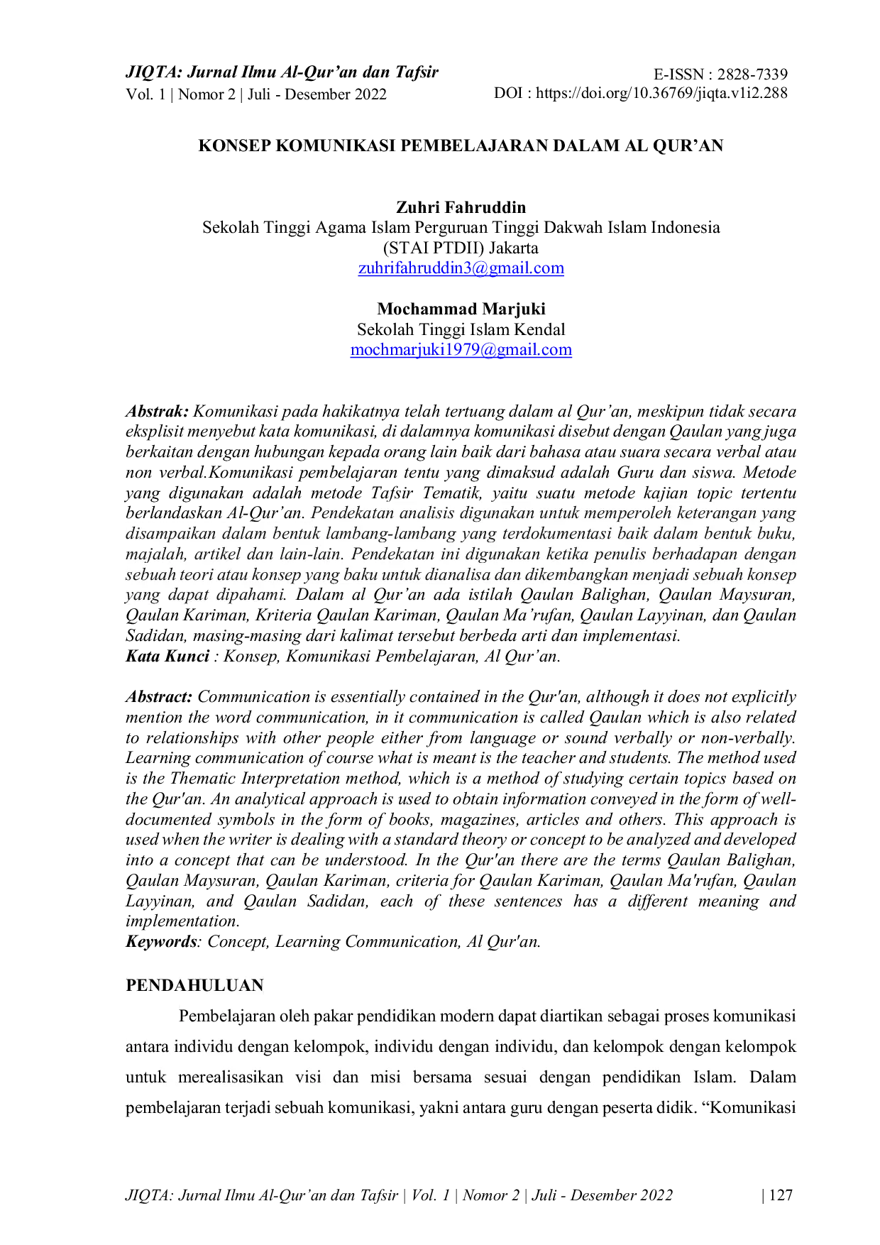 JURIS Konsep Komunikasi Pembelajaran Dalam Al Qur an