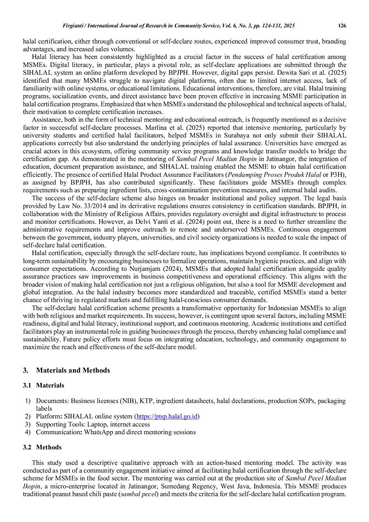 JURIS Halal Certification Assistance for Sambal Pecel Madiun Ikopin MSMEs in Jatinangor Sumedang Indonesia