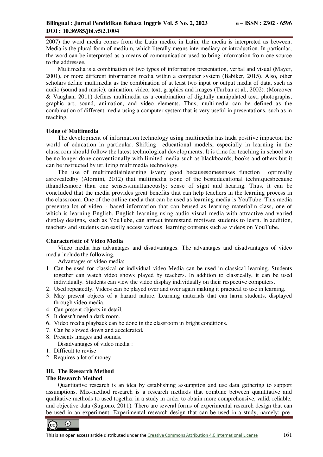 JURIS The Implementation Multimedia As A Teaching Method To Improve The Speaking Ability Of Tenth Grade At Sma Negeri 5 Pematang Siantar