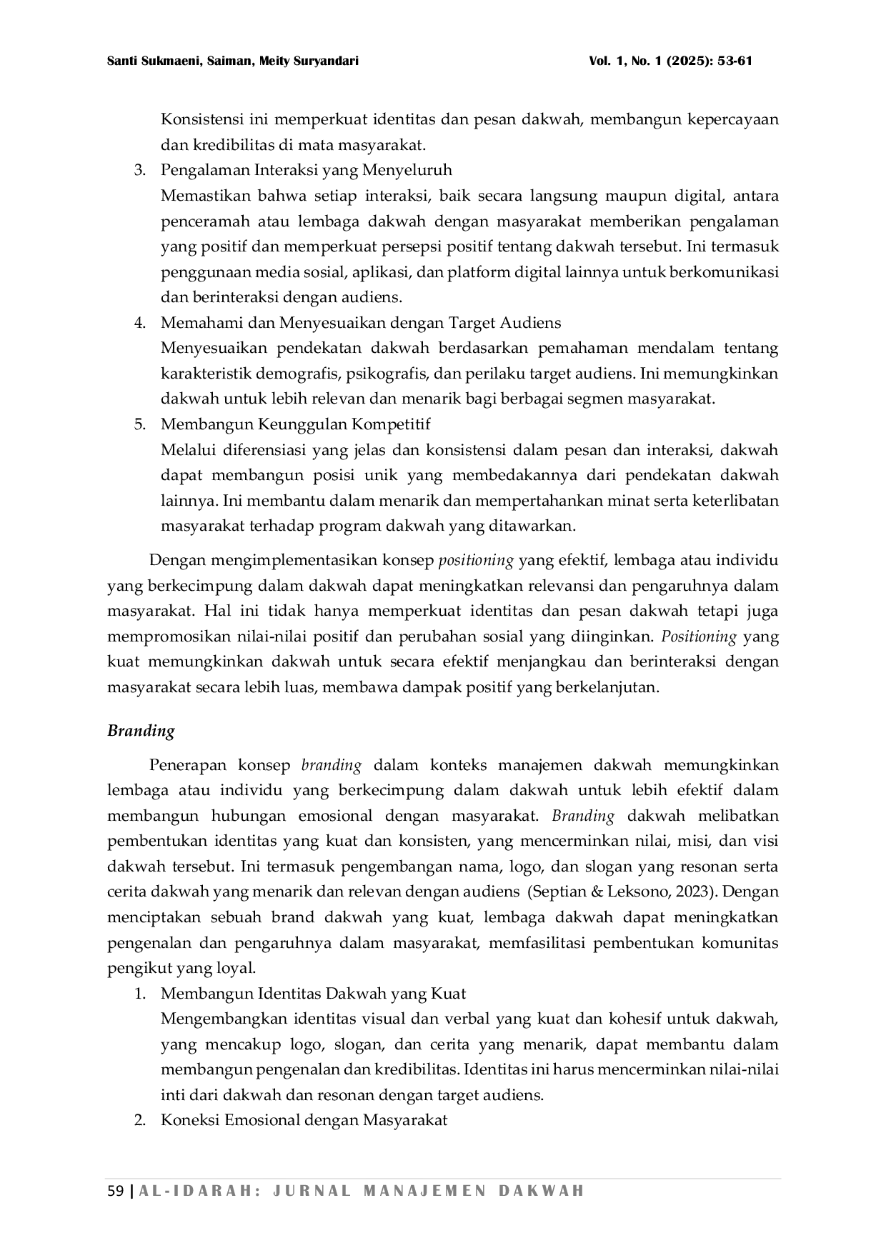 JURIS Pentingnya Segmentasi Pasar Positioning Dan Branding Dalam Meningkatkan Efektivitas Manajemen Dakwah