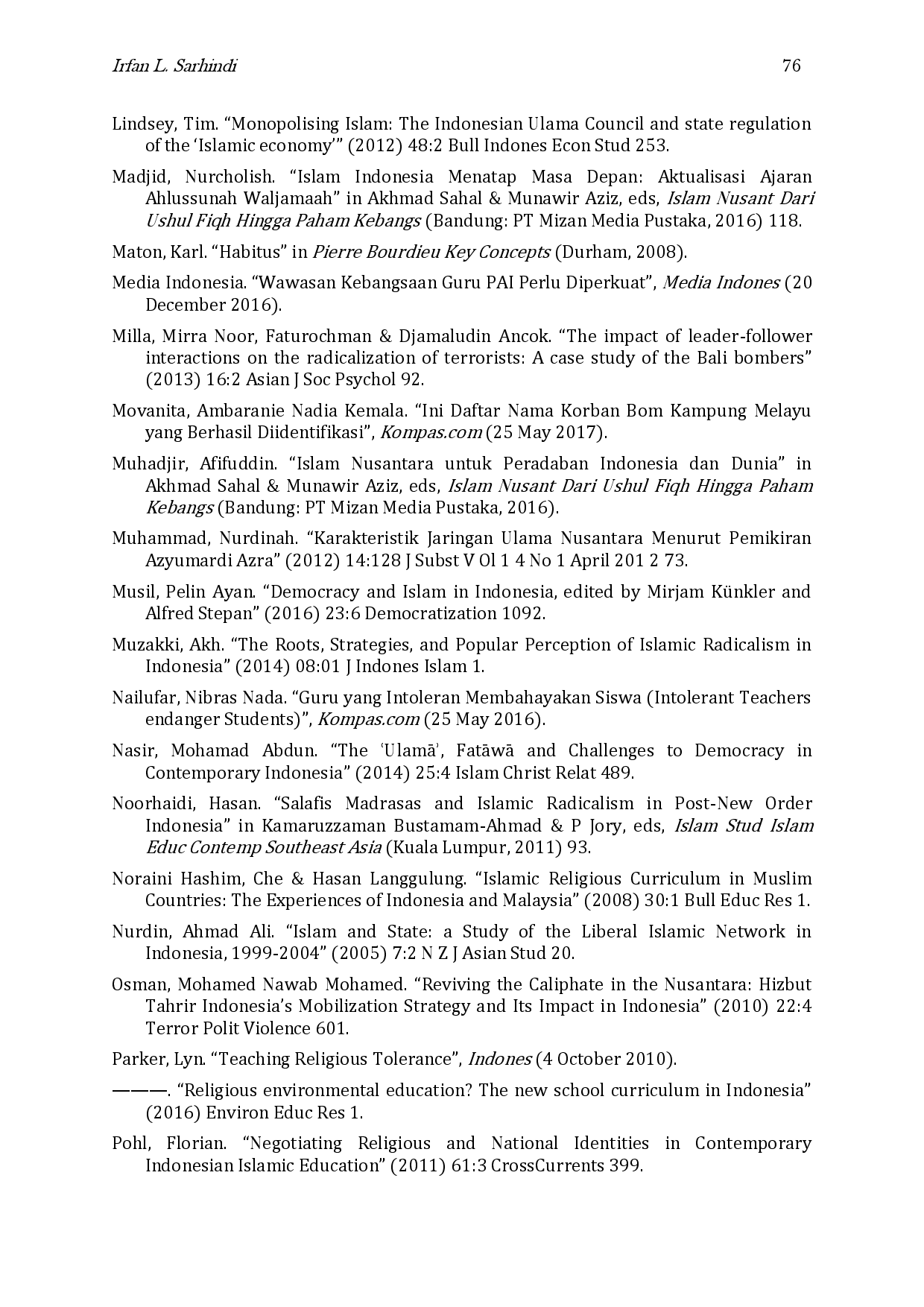 juris Symbolic Violence in Indonesian Society Islamic Radicalisation Leads to Religious Intolerance