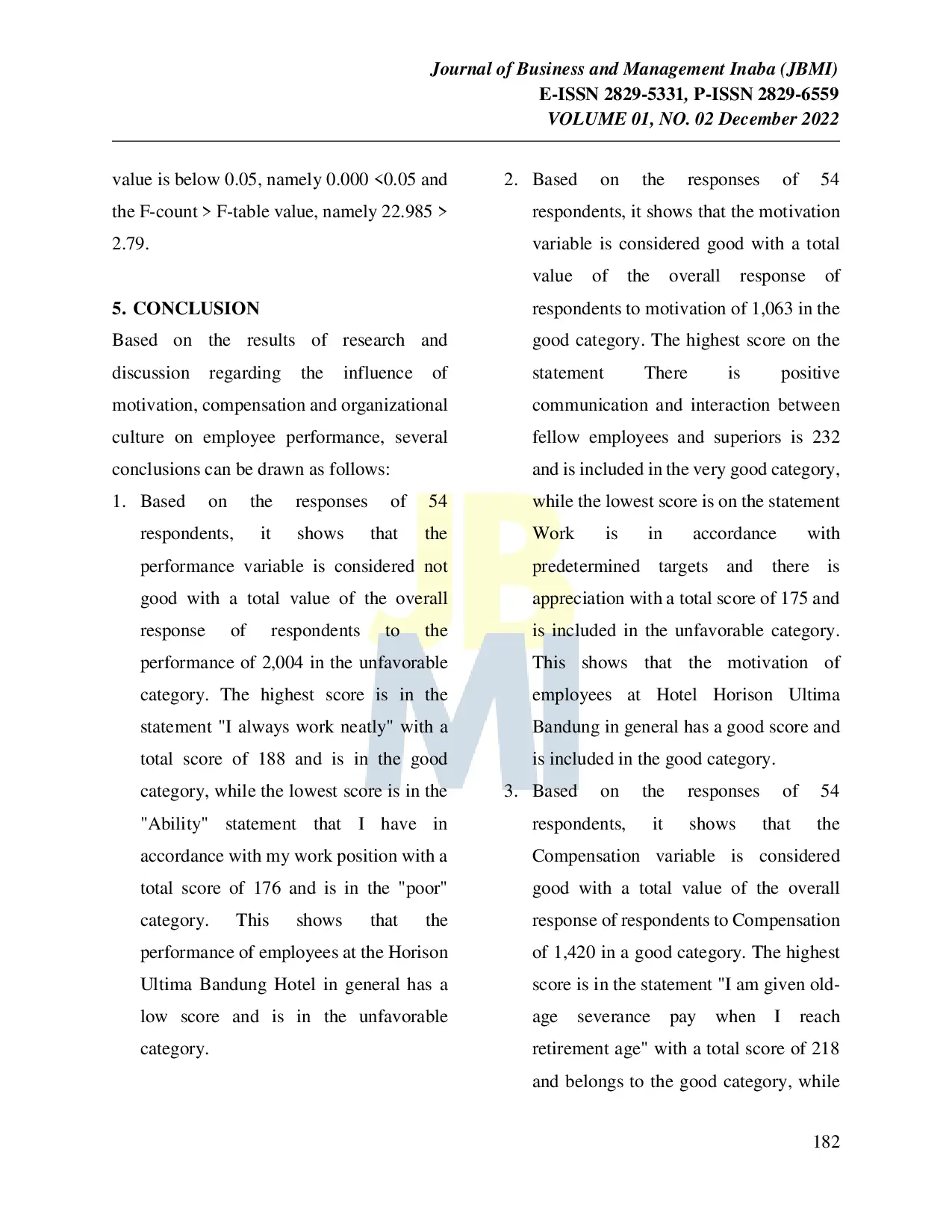 JURIS The Influence of Motivation Compensation and Organizational Culture on Employee Performance at the Horison Bandung Hotel