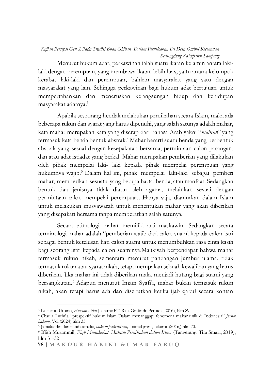 JURIS Kajian Persepsi Gen Z Pada Tradisi Bhan Ghiban Dalam Pernikahan Di Desa Ombul Kecematan Kedungdung Kabupaten Sampang