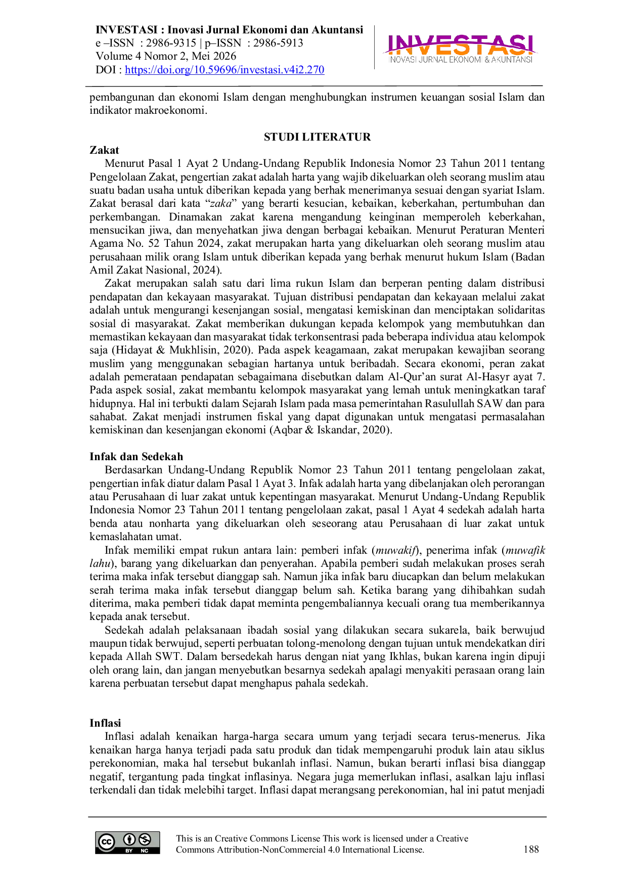 JURIS Pengaruh Dana ZIS dan Inflasi Terhadap Kesejahteraan Masyarakat di Indonesia Periode 2016 2022