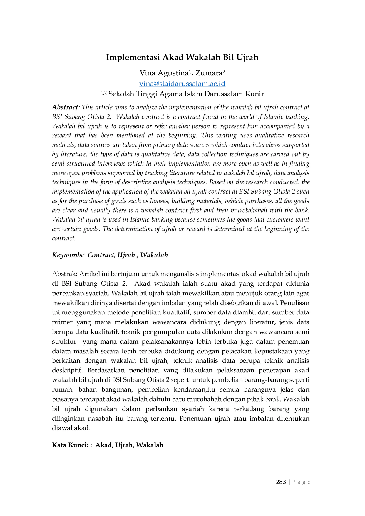 JURIS Implementasi Akad Wakalah Bil Ujrah