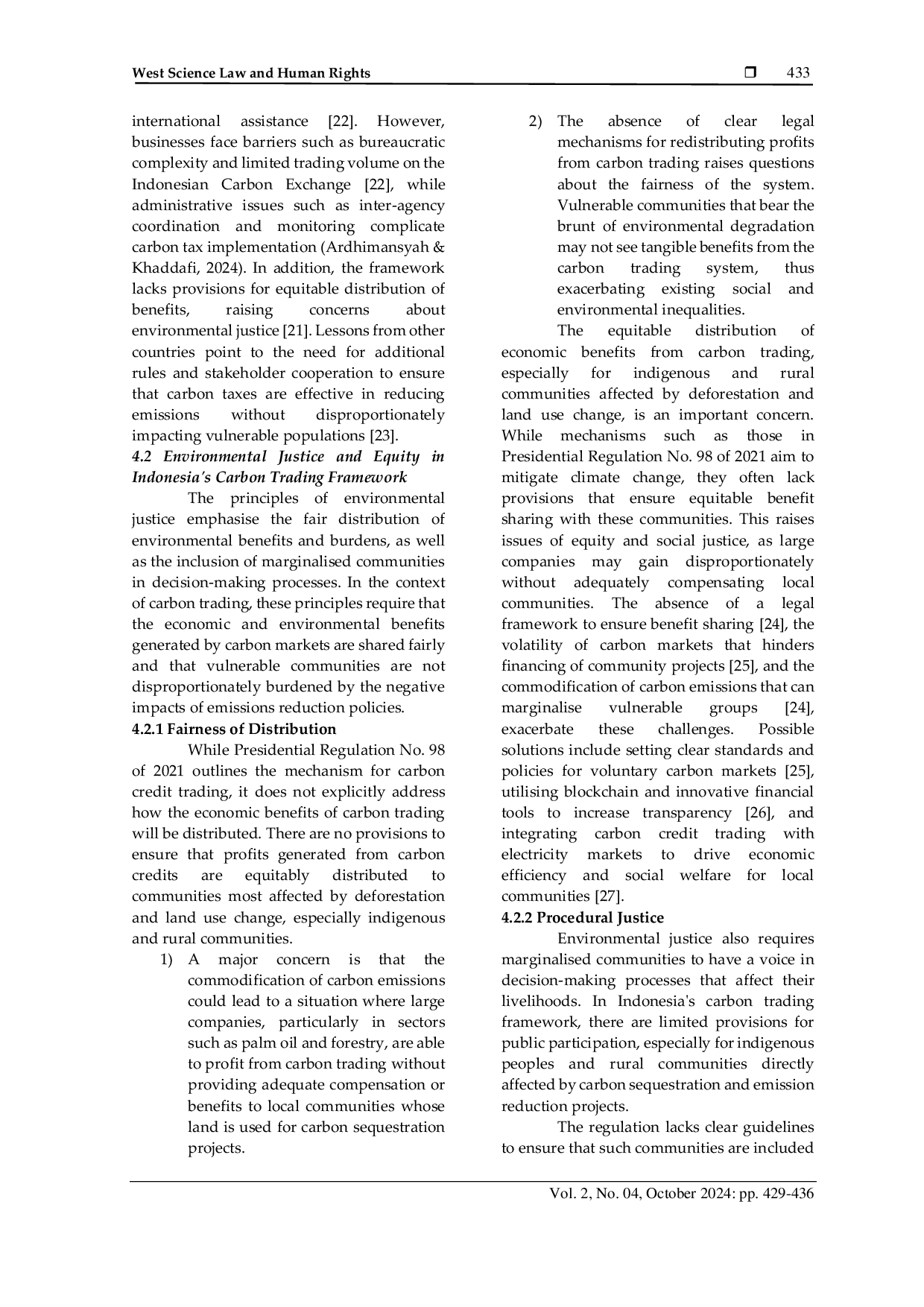JURIS Carbon Trading and Environmental Justice A Juridical Examination of Fairness in Indonesia s Emissions Reduction Initiative