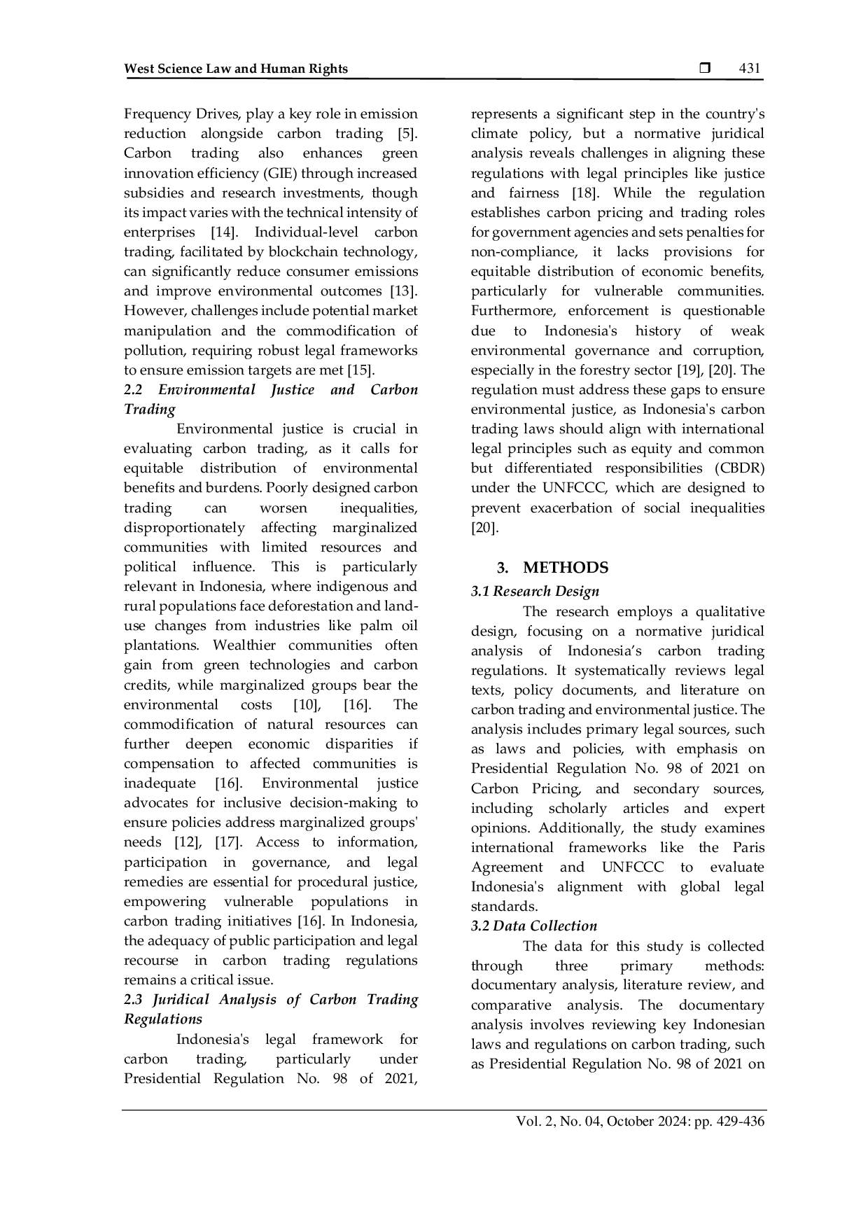 JURIS Carbon Trading and Environmental Justice A Juridical Examination of Fairness in Indonesia s Emissions Reduction Initiative
