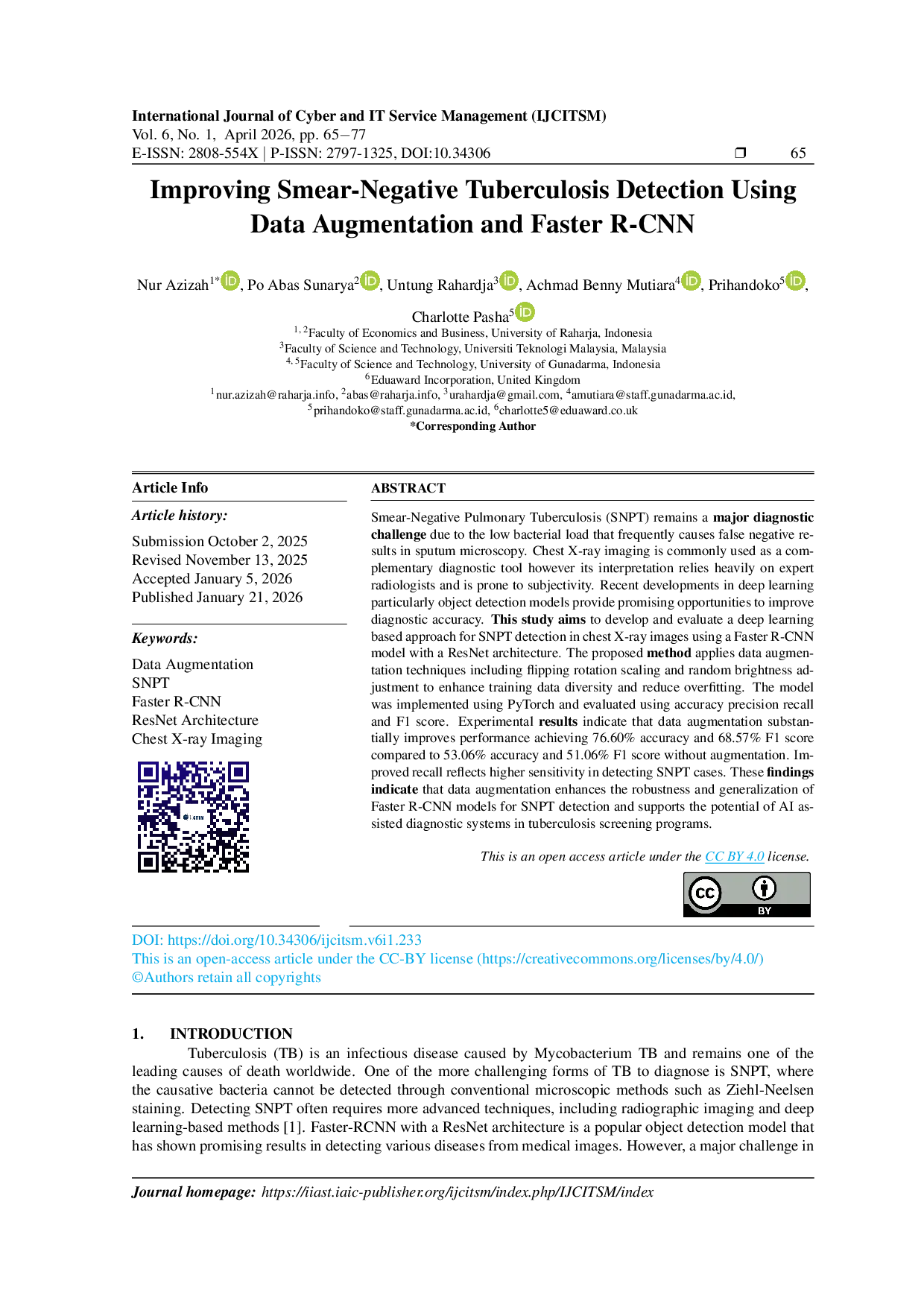 JURIS Improving Smear Negative Tuberculosis Detection Using Data Augmentation and Faster R CNN