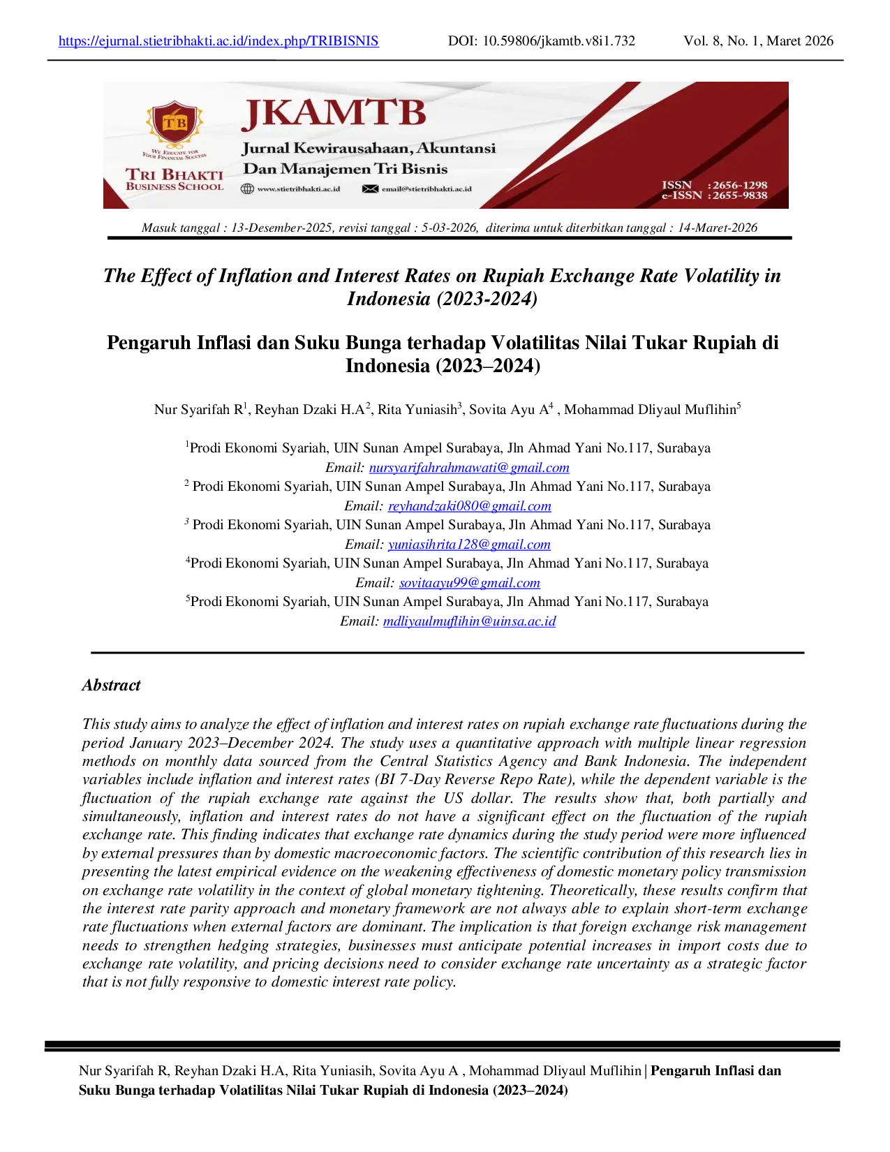 JURIS The Effect of Inflation and Interest Rates on Rupiah Exchange Rate Volatility in Indonesia 2023 2024