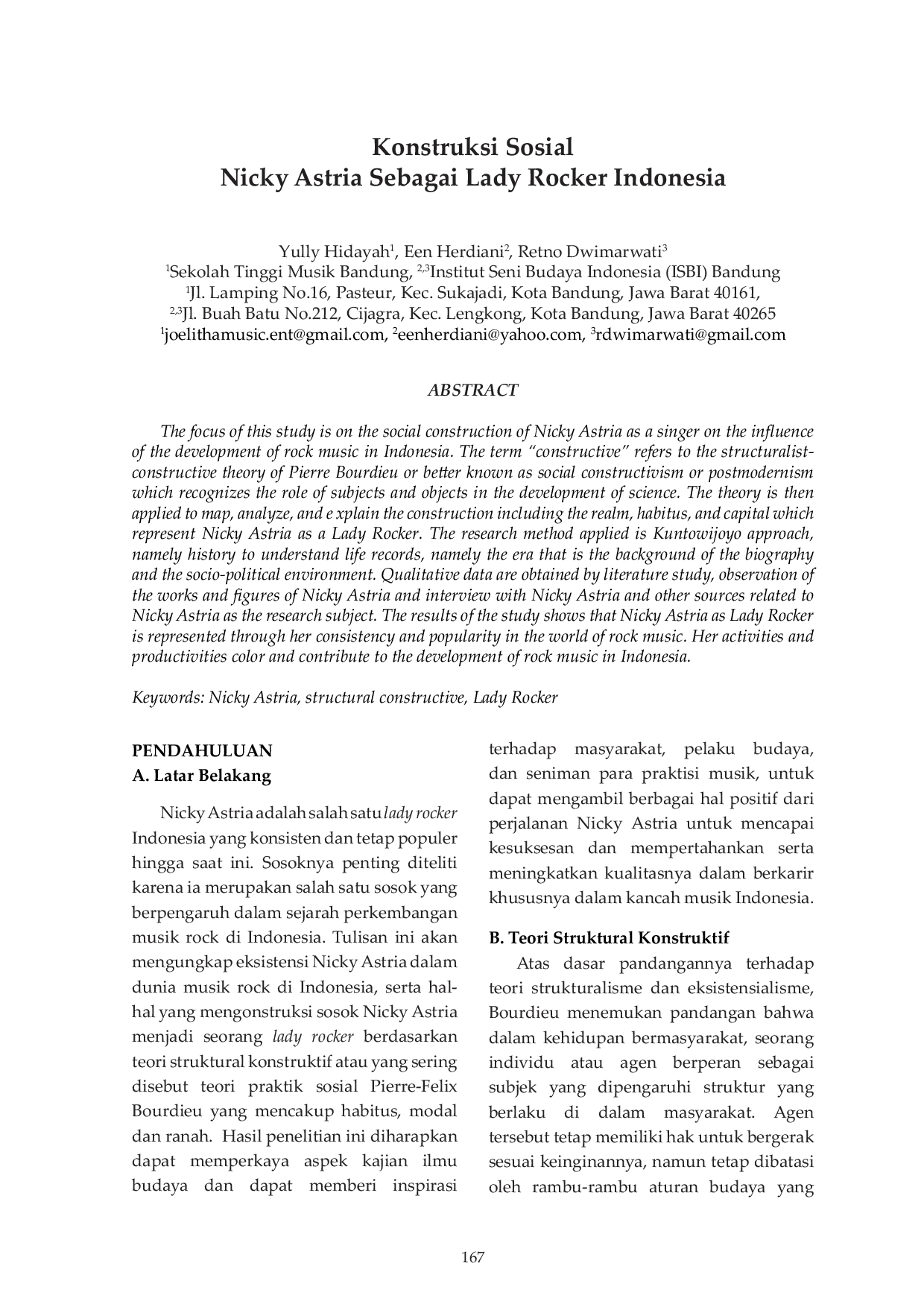 JURIS Konstruksi Sosial Nicky Astria Sebagai Lady Rocker Indonesia