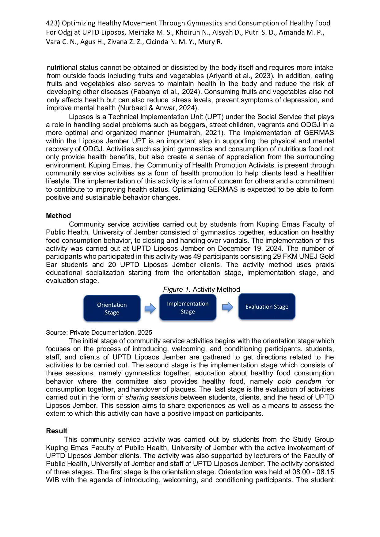 JURIS Optimizing Healthy Movement Through Gymnastics and Consumption of Healthy Food For Odgj at UPTD Liposos