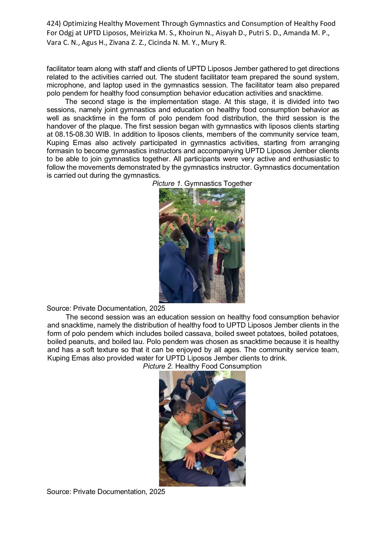 JURIS Optimizing Healthy Movement Through Gymnastics and Consumption of Healthy Food For Odgj at UPTD Liposos