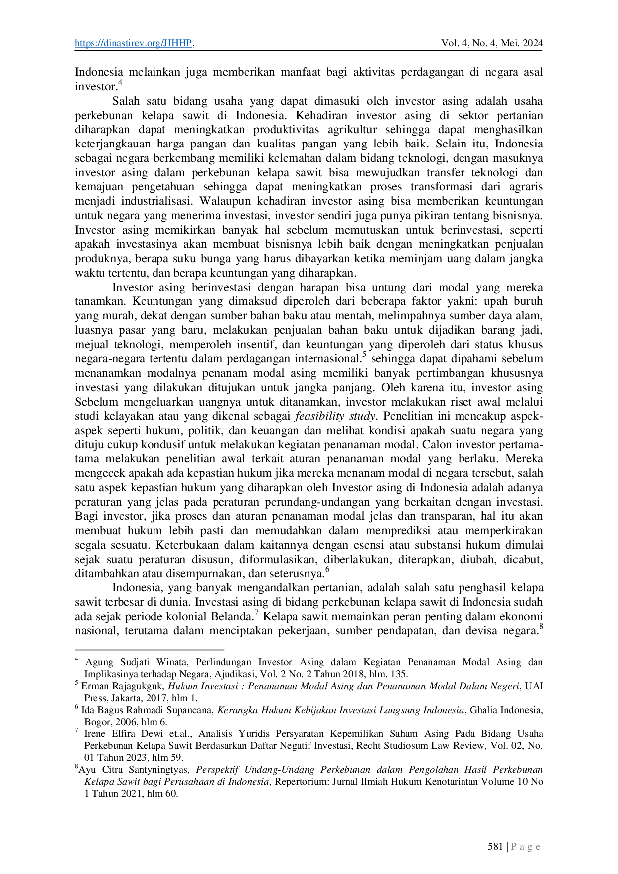 JURIS Kajian Hukum Penanaman Modal Asing dalam Usaha Perkebunan Kelapa Sawit di Indonesia