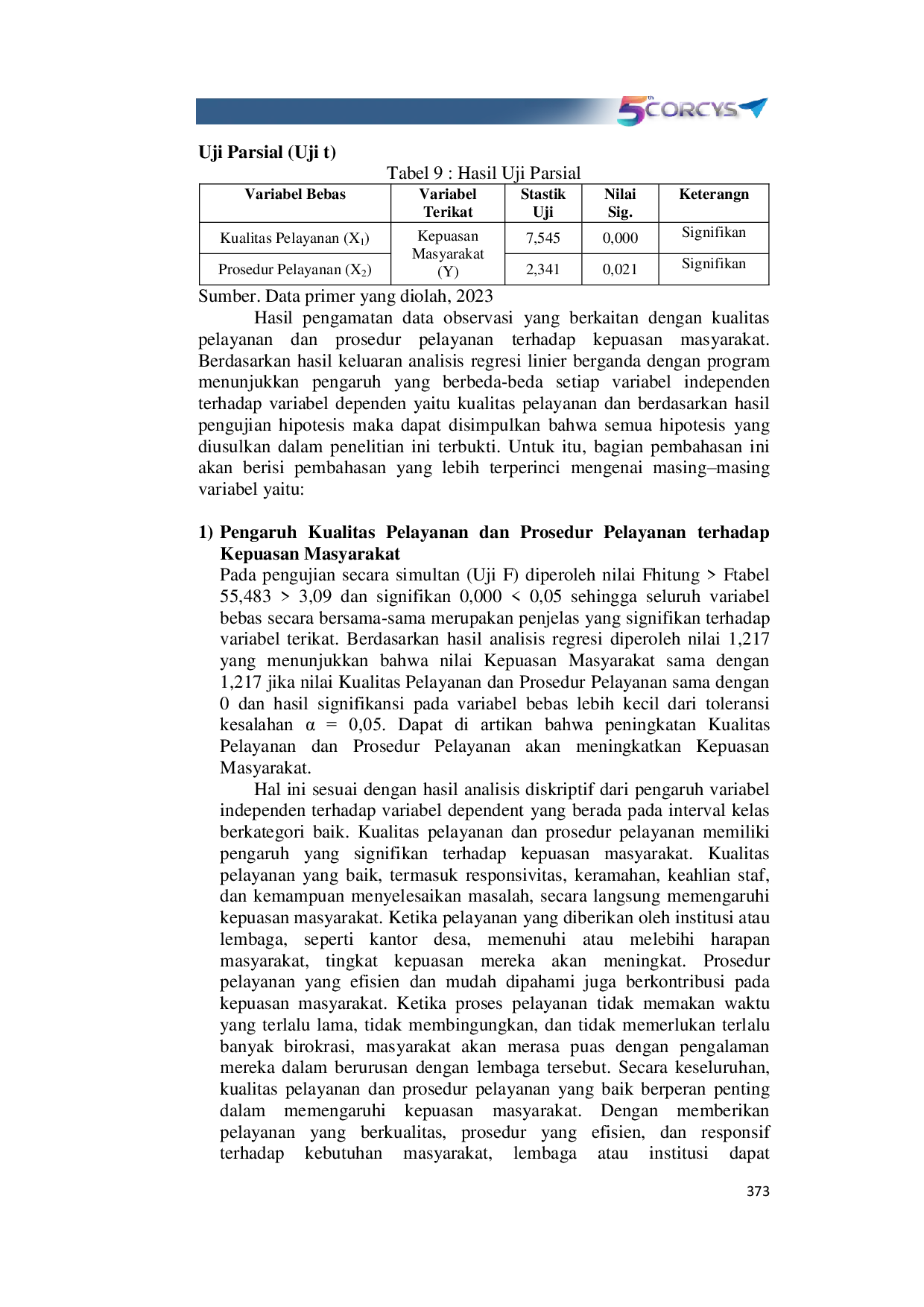 JURIS Pengaruh Kualitas Pelayanan Dan Prosedur Pelayanan Kantor Desa Cukurguling Terhadap Kepuasan Masyarakat