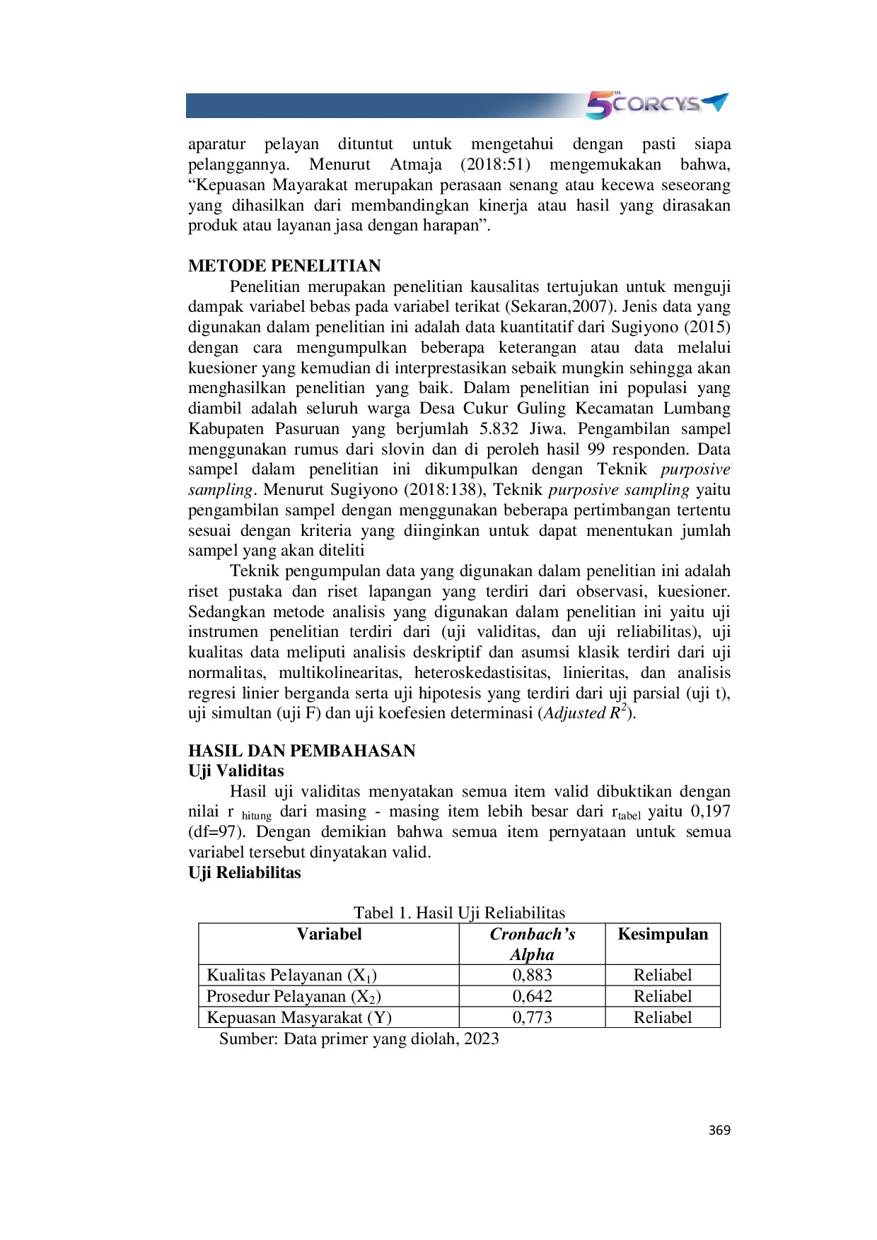 JURIS Pengaruh Kualitas Pelayanan Dan Prosedur Pelayanan Kantor Desa Cukurguling Terhadap Kepuasan Masyarakat