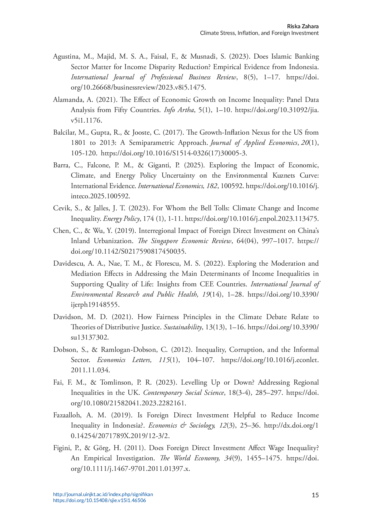 JURIS Climate Stress Inflation and Foreign Investment Do Growth and Corruption Control Shape Inequality