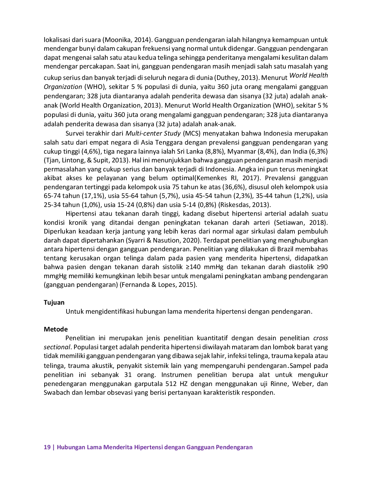JURIS Hubungan Lama Menderita Hipertensi dengan Gangguan Pendengaran