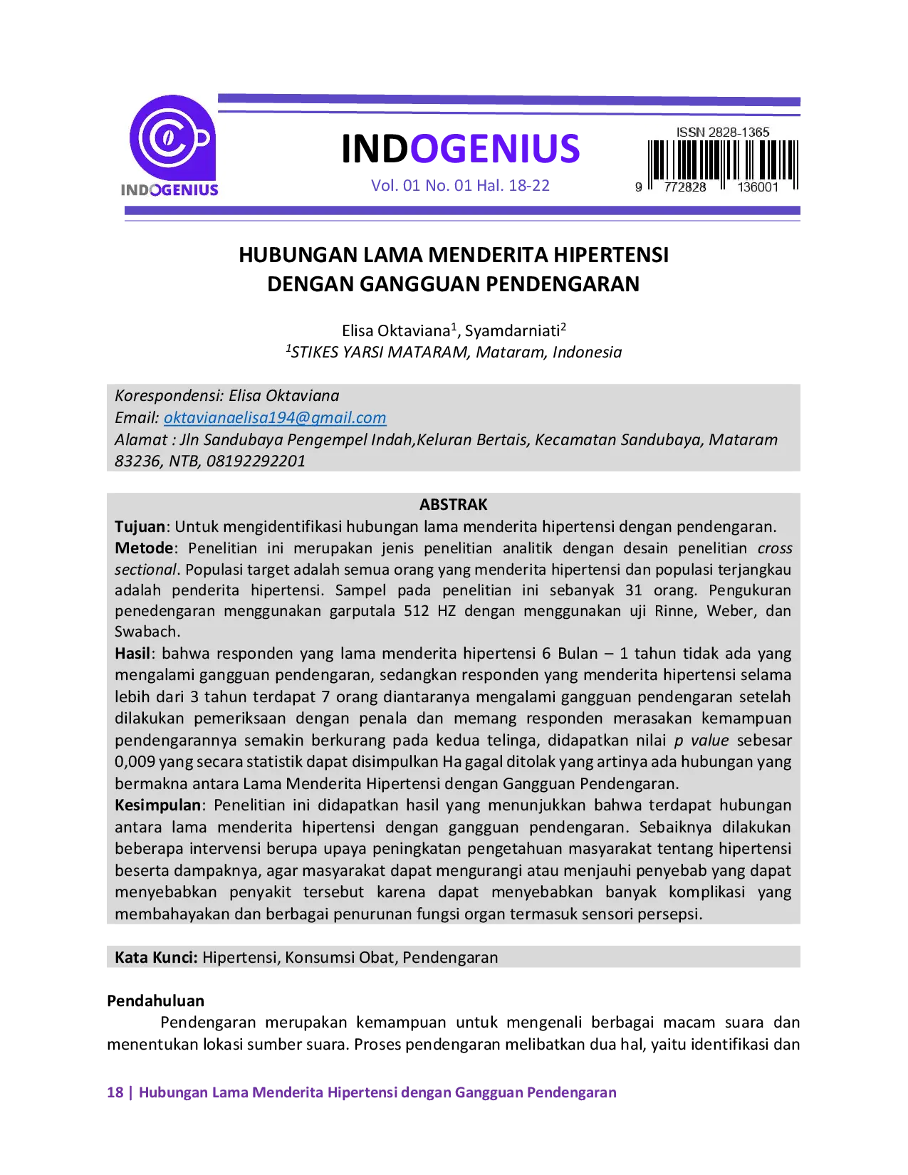 JURIS Hubungan Lama Menderita Hipertensi dengan Gangguan Pendengaran