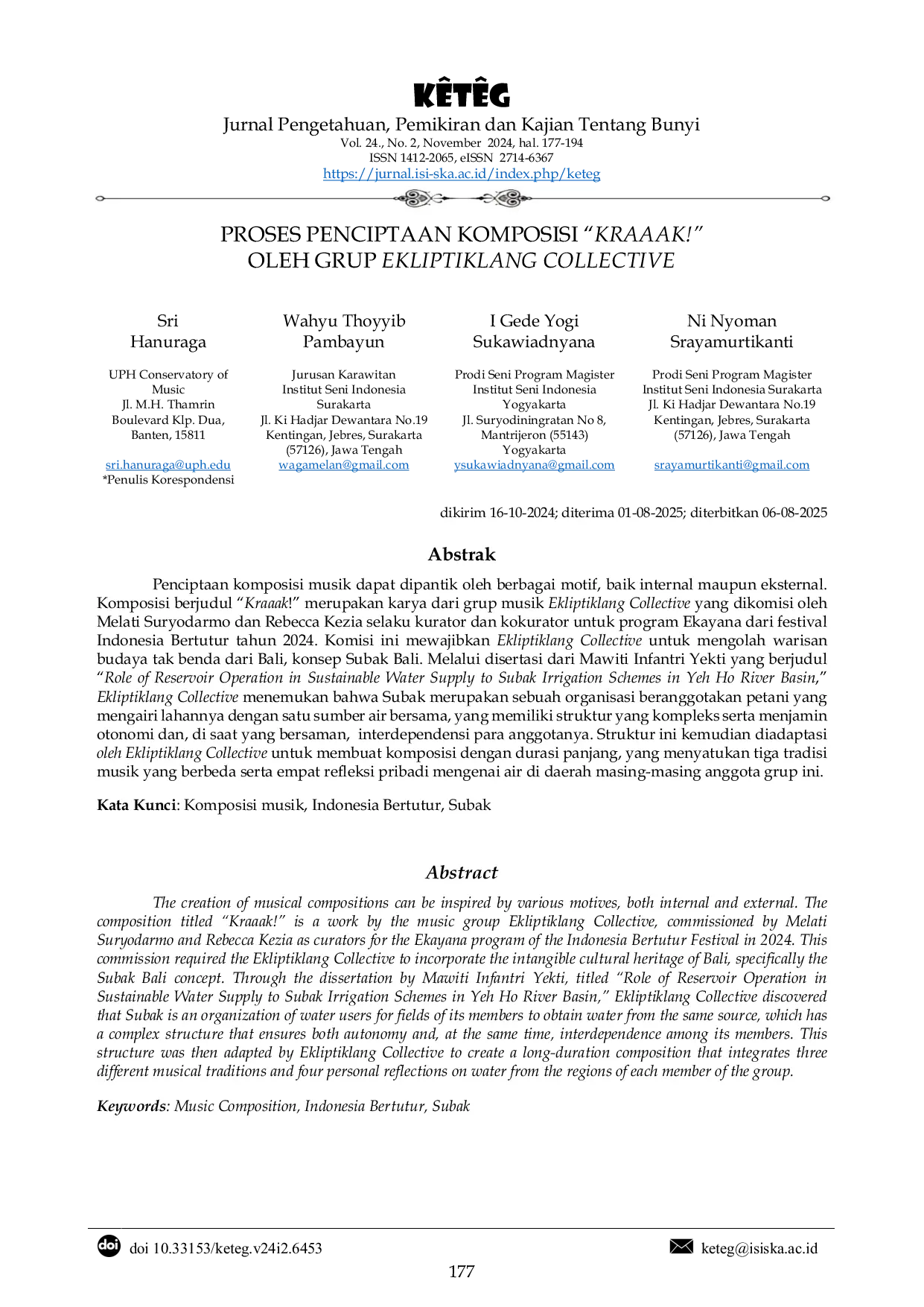 JURIS Proses Penciptaan Komposisi Kraaak Oleh Grup Ekliptiklang Collective