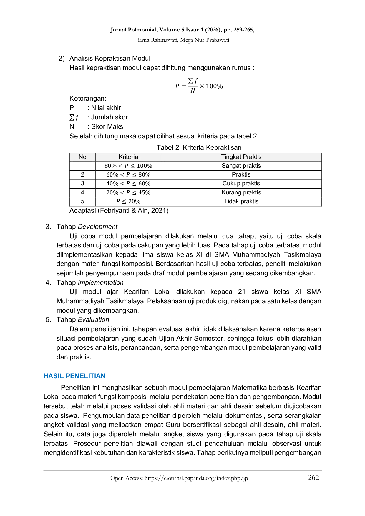 JURIS Pengembangan Modul Ajar Berbasis Kearifan Lokal Pada Materi Fungsi Komposisi