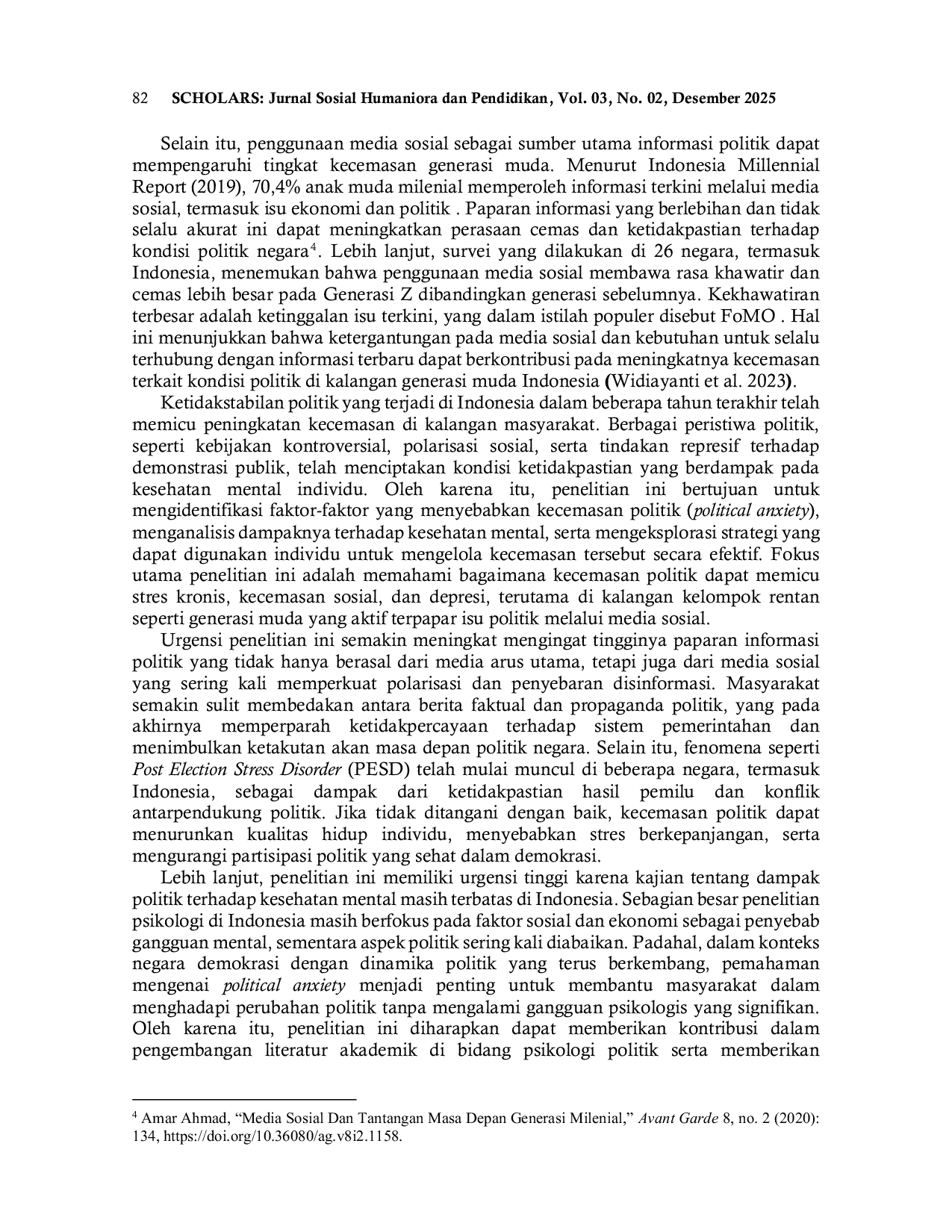 JURIS Fenomena Anxiety Politik Akibat Ketidakpastian Situasi Politik Ditinjau dari Kesehatan Mental