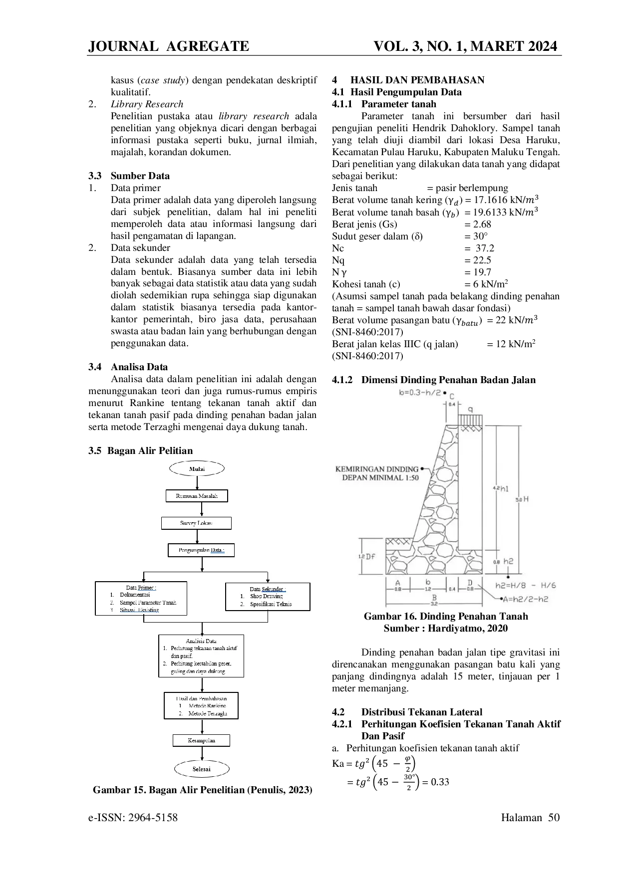 JURIS Perencanaan Dinding Penahan Badan Jalan Tipe Gravitasi Studi Kasus Peningkatan Jalan Haruku Oma