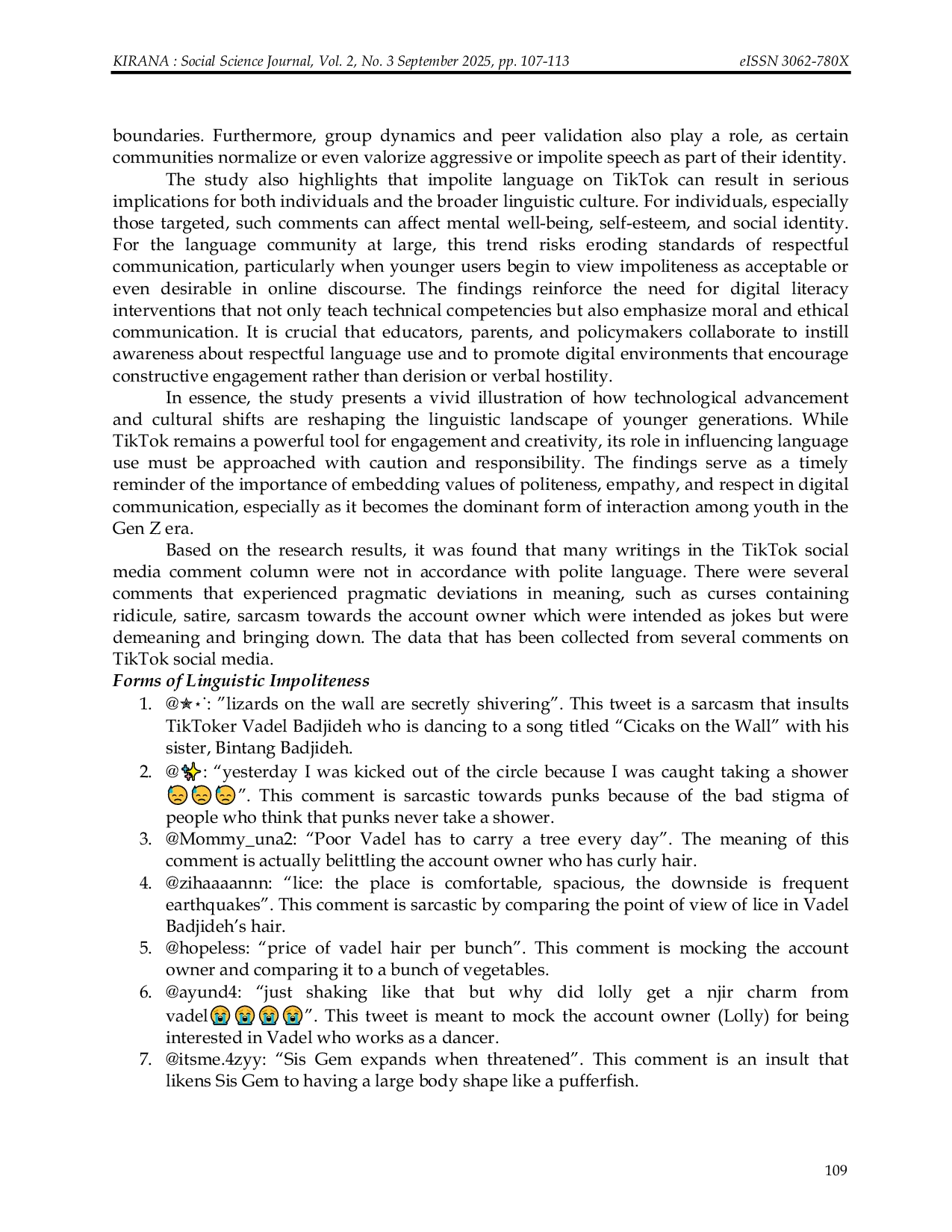 JURIS Gen Z Era Linguistic Impoliteness on Using TikTok Social Media