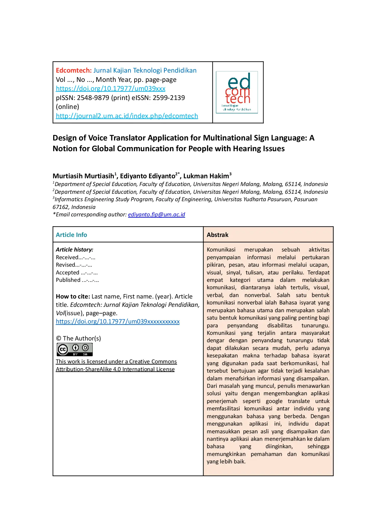 JURIS Design of Voice Translator Application for Multinational Sign Language A Notion for Global Communication for People with Hearing Issues