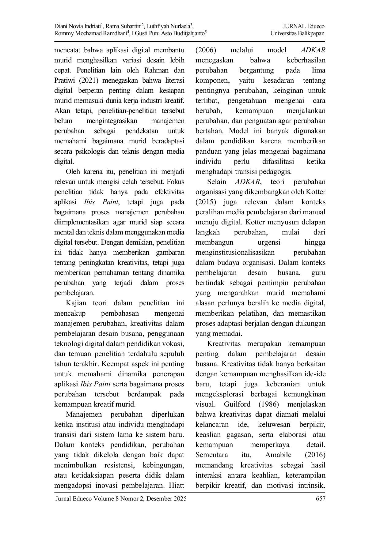 JURIS Implementasi Manajemen Perubahan Dalam Penggunaan Aplikasi Ibis Paint Untuk Meningkatkan Kreativitas Murid Kelas Xi Desain Dan Produksi Busana Smkn 2 Magetan