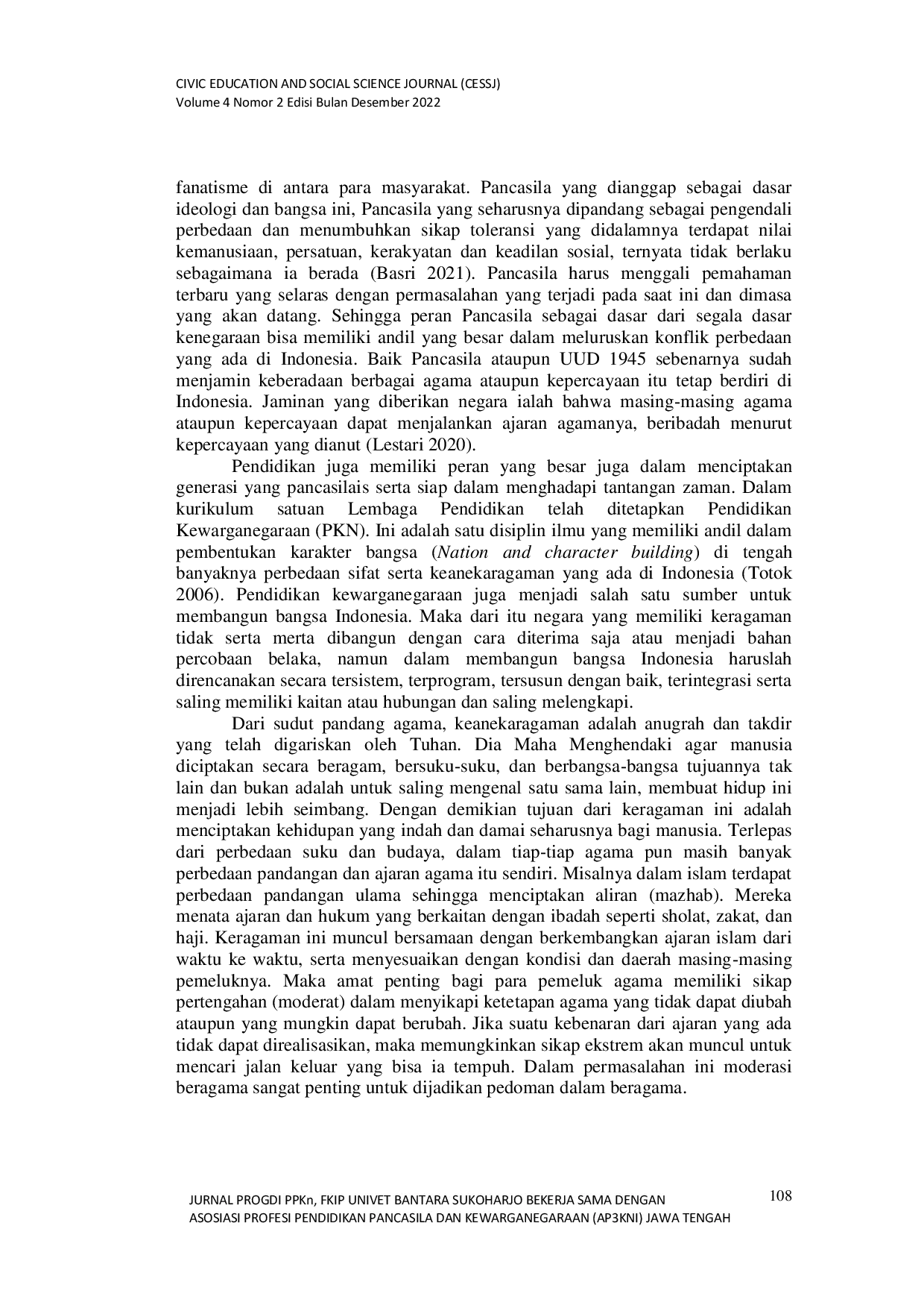 JURIS Peran Pancasila sebagai Pedoman dalam Moderasi Beragama di Indonesia