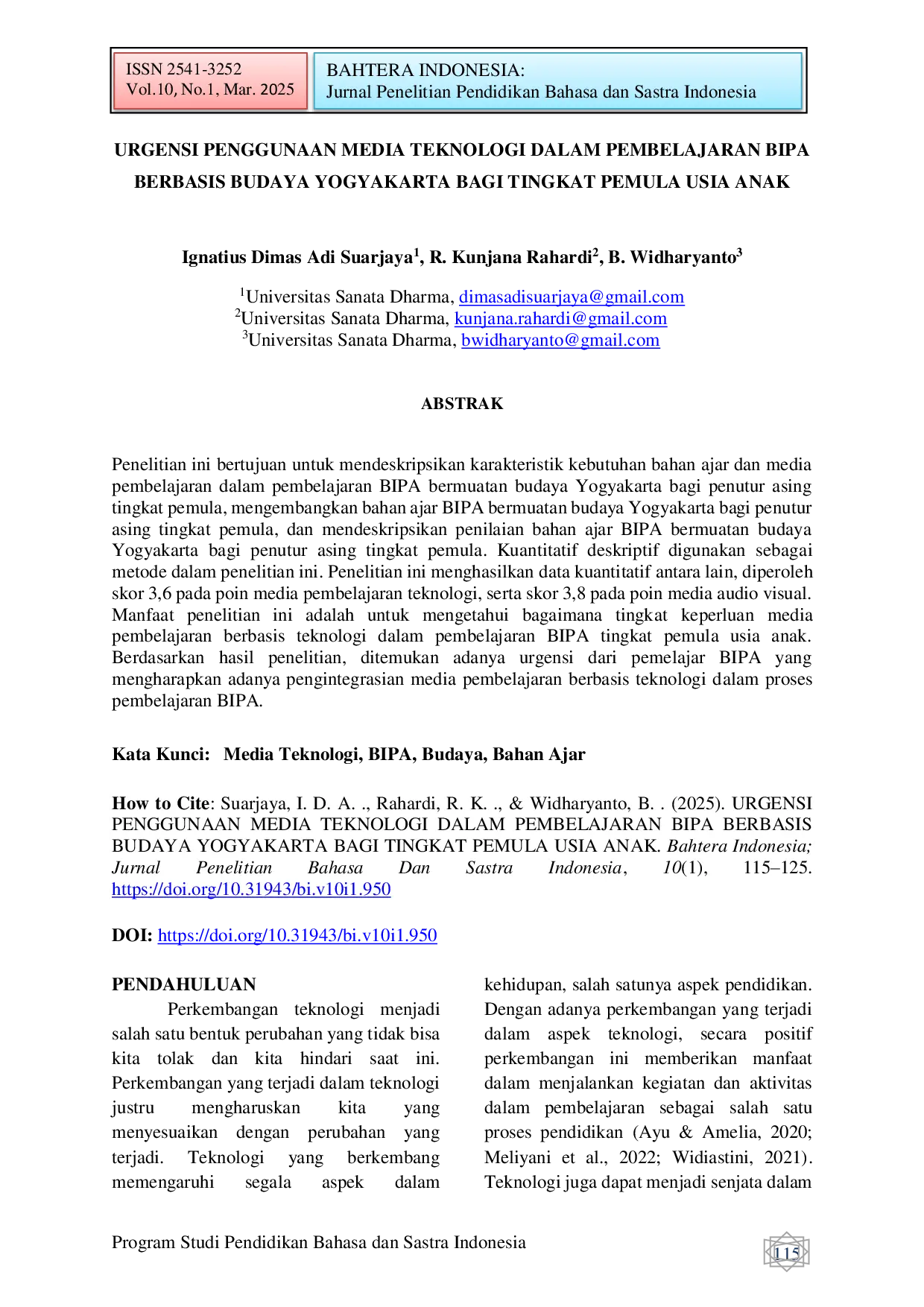 JURIS Urgensi Penggunaan Media Teknologi Dalam Pembelajaran Bipa Berbasis Budaya Yogyakarta Bagi Tingkat Pemula Usia Anak