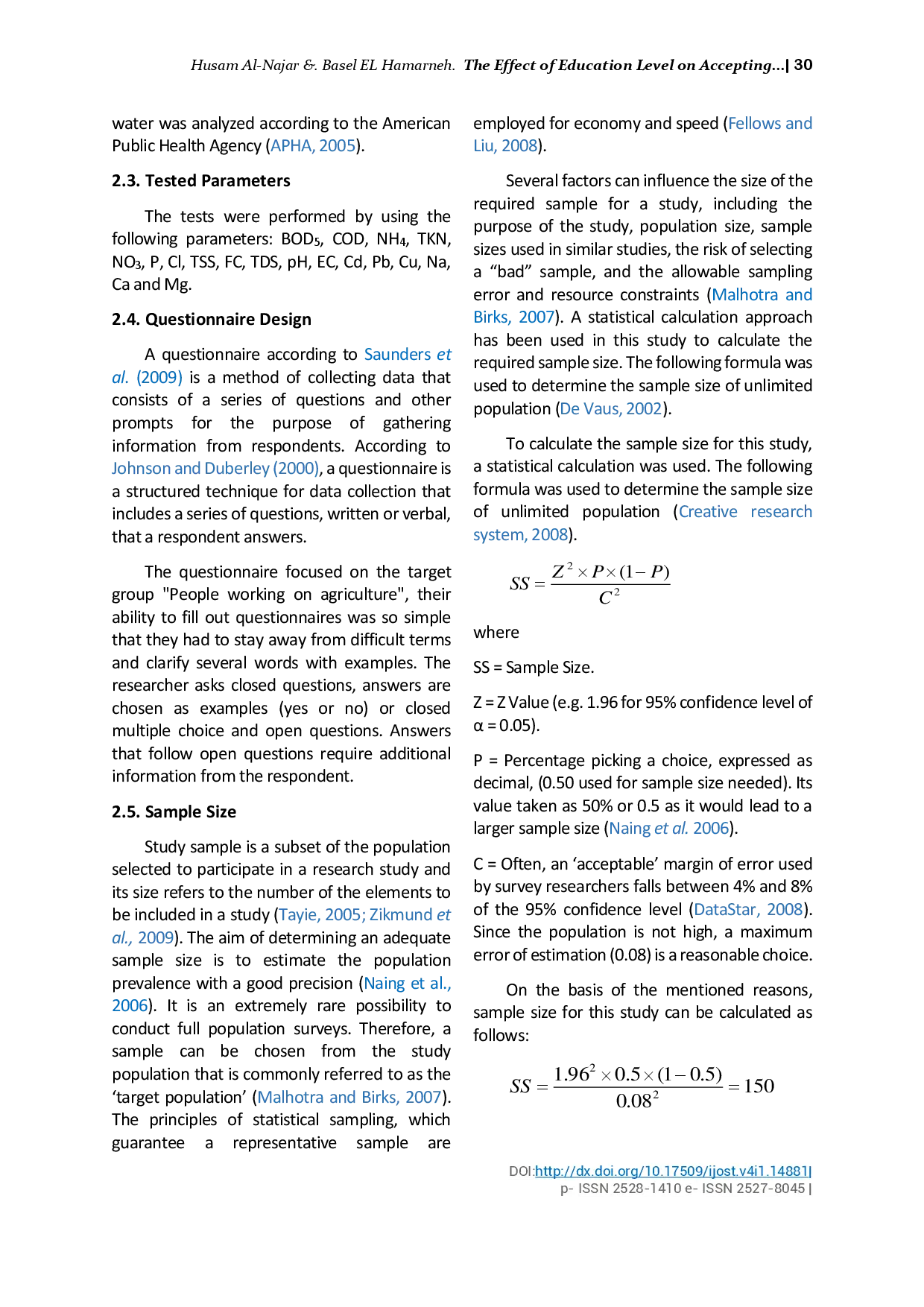 juris The Effect of Education Level on Accepting The Reuse of Treated Effluent in Irrigation
